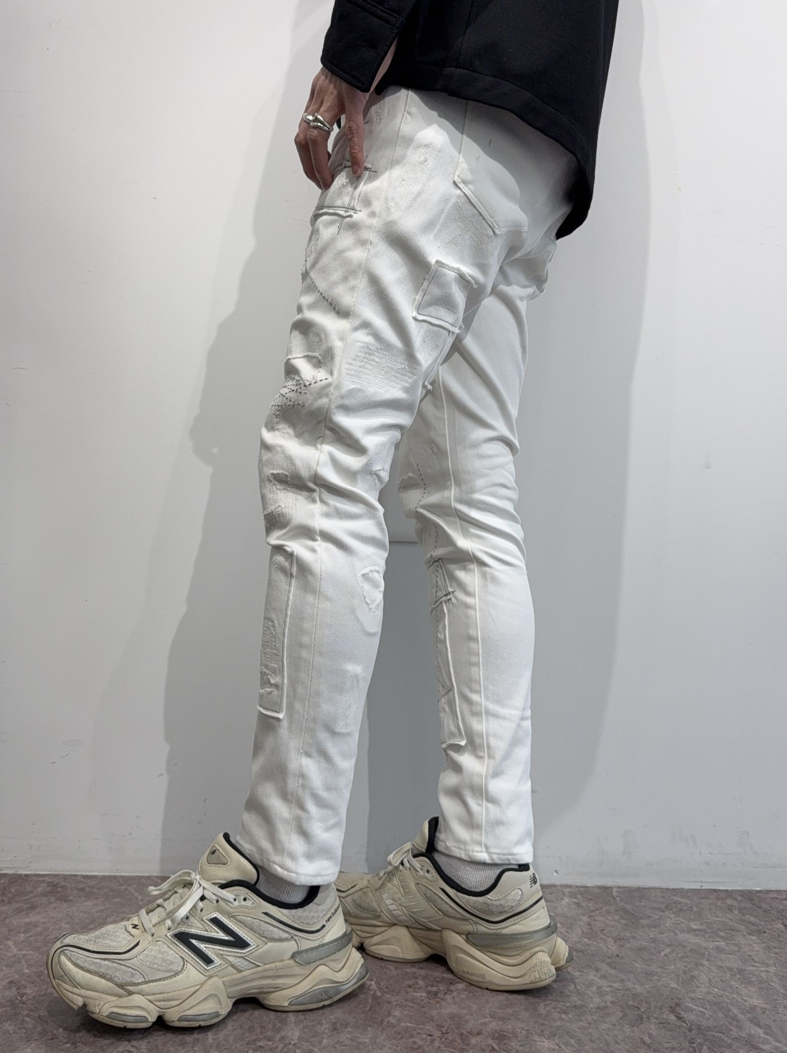 MICK DENIM JERSEY / RC35-ST-020 / デニムジャージテーパードパンツ / ホワイトリメイク