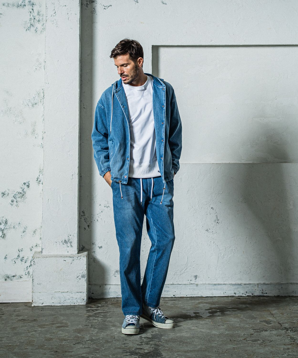 EX DENIM JERSEY WIDE PT / RC35-ST-016WTD / デニムジャージワイドパンツ / ライトインディゴ
