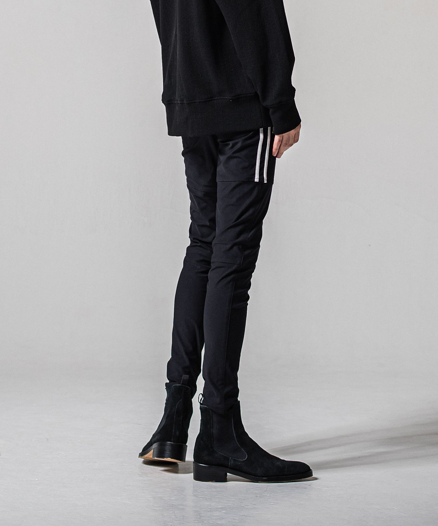 JOHNSON LINE NYLON PT / BASIC-ST-009 / ジョンソンナイロンラインパンツ / ブラック×ホワイト (3月上旬入荷予定)