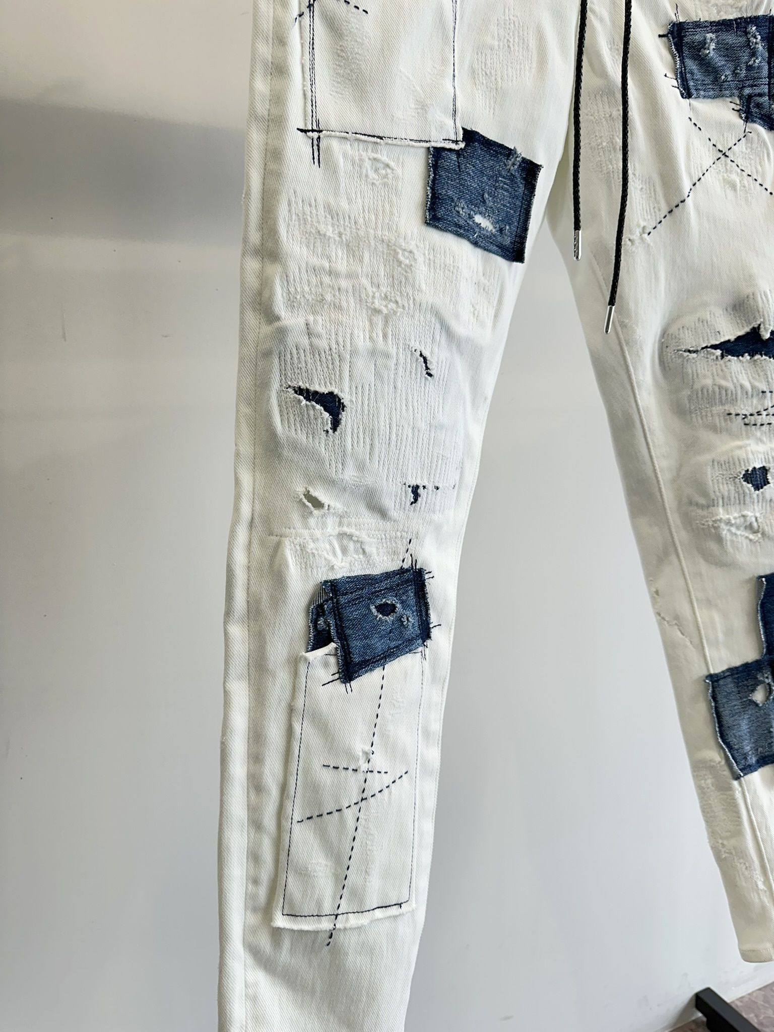 MICK DENIM JERSEY / BASIC-ST-020 / デニムジャージテーパードパンツ / ホワイトリメイク (9月上旬入荷予定)