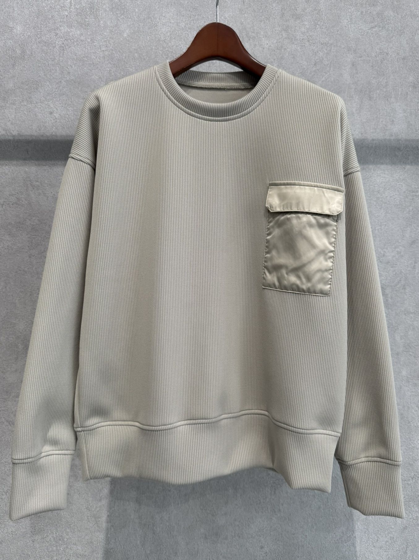 AZE MILITARY DROP TRAINER / RC39-C-003 / 高機能畦編みニットトレーナー / グレージュ