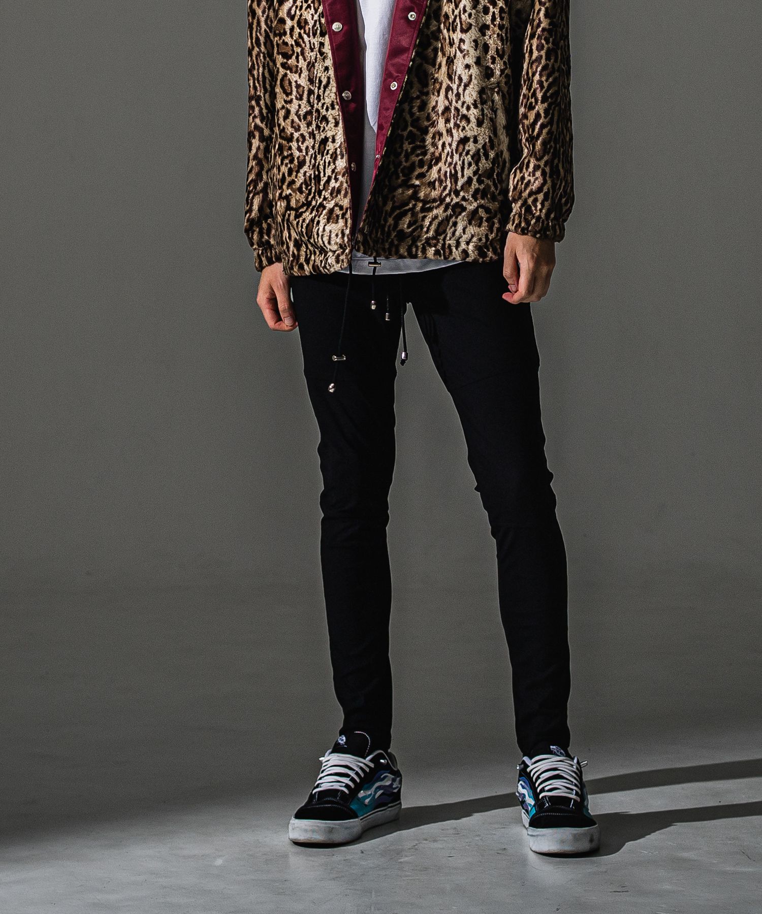 JOHNSON LINE NYLON PT / BASIC-ST-009 / ジョンソンラインナイロンパンツ / ブラック×レザーブラック (7月下旬入荷予定)