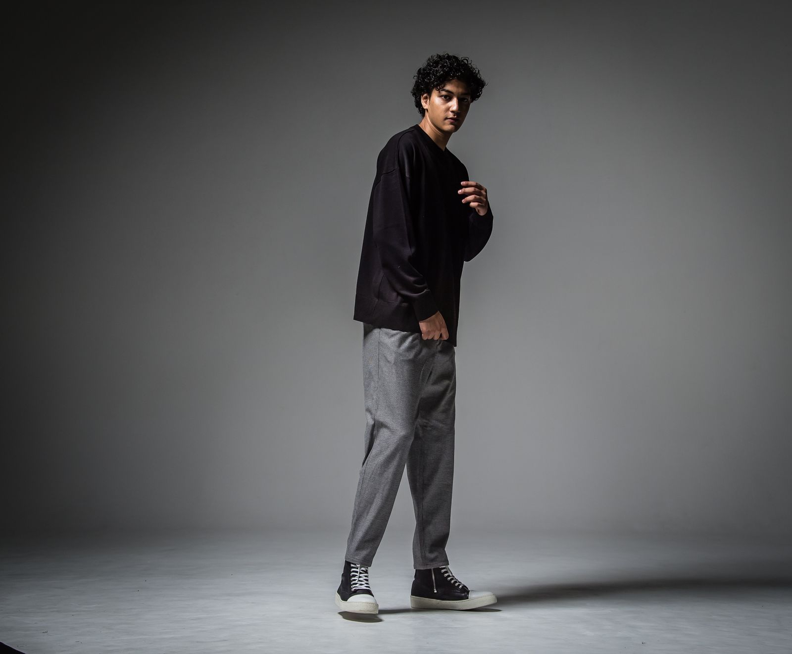 POCKET OVER SWEATER / RC30-K-002 / ポケットルーズニット / ブラック