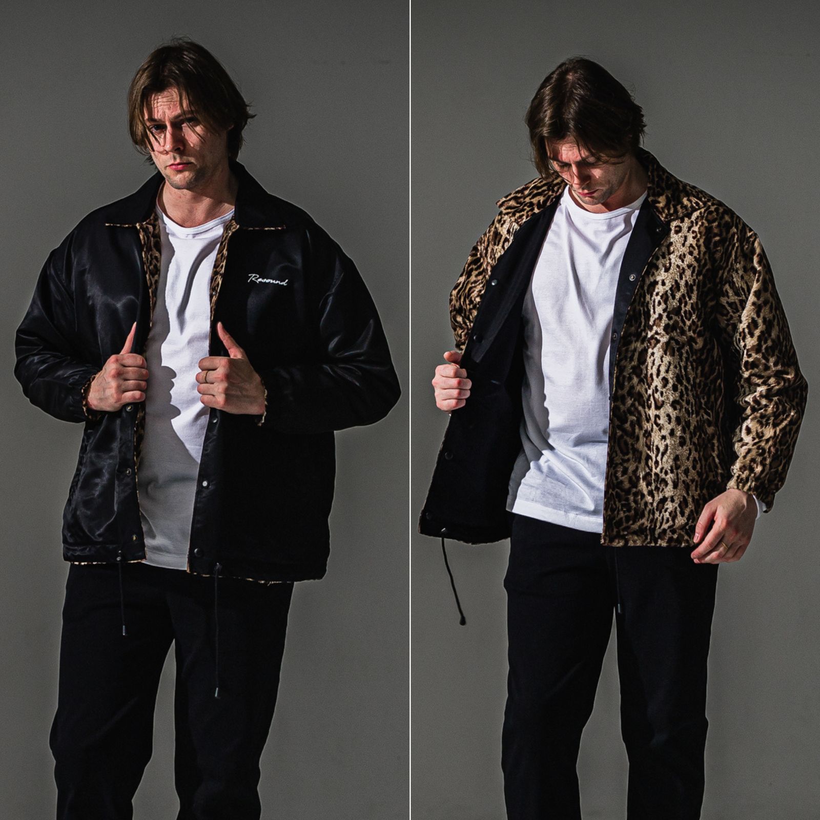REV COACH JK / RC41-JK-010 / リバーシブルコーチジャケット / ブラック×レオパード (9月下旬入荷予定)
