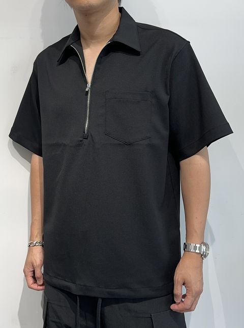 PULLOVER HALF SHIRT / RC33-SH-005 / ハーフジップシャツ / ブラック
