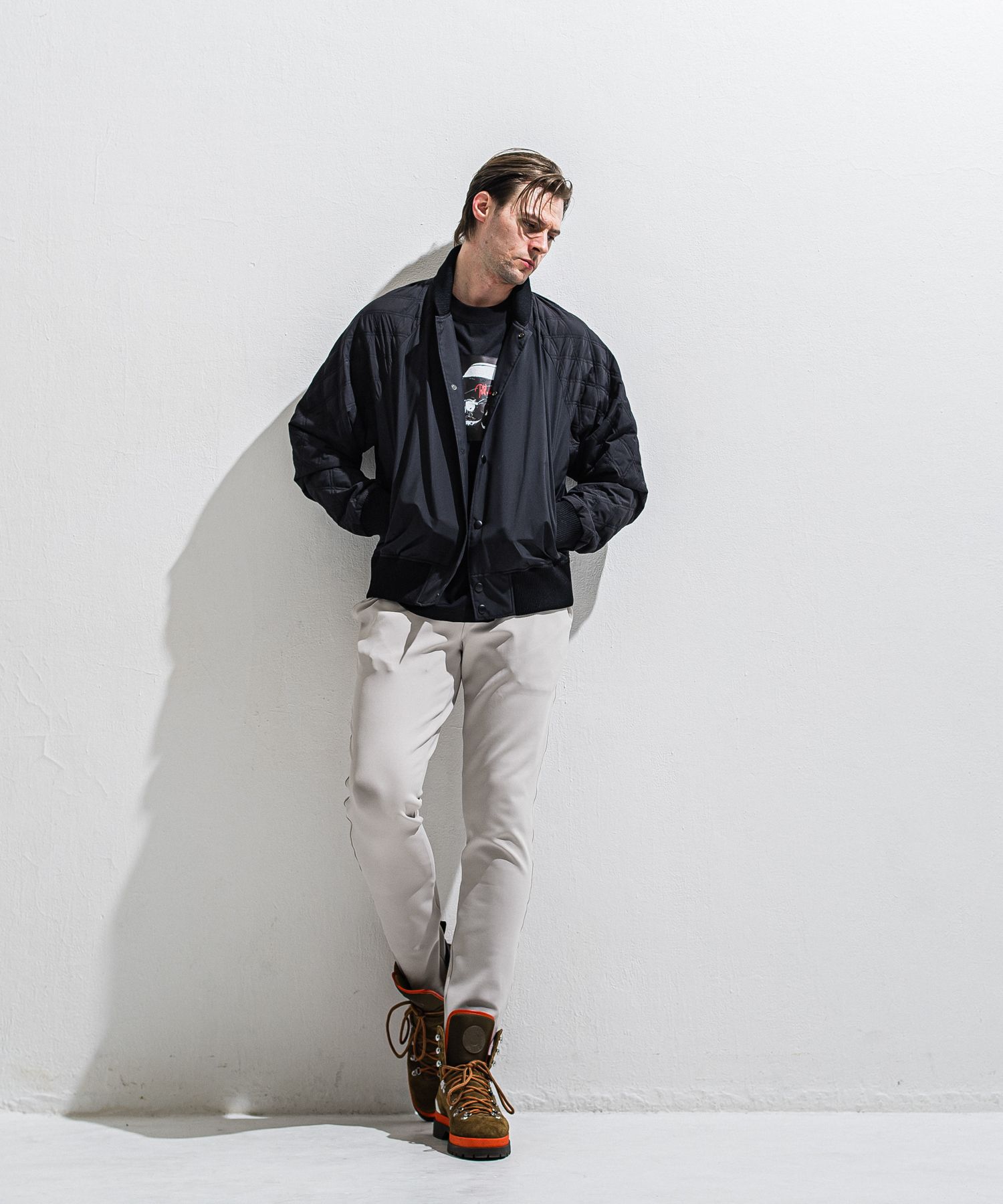 PB VARSITY JACKET / DP1-JK-001 / キルティングナイロンスタジャン / ブラック (2月中旬入荷予定)