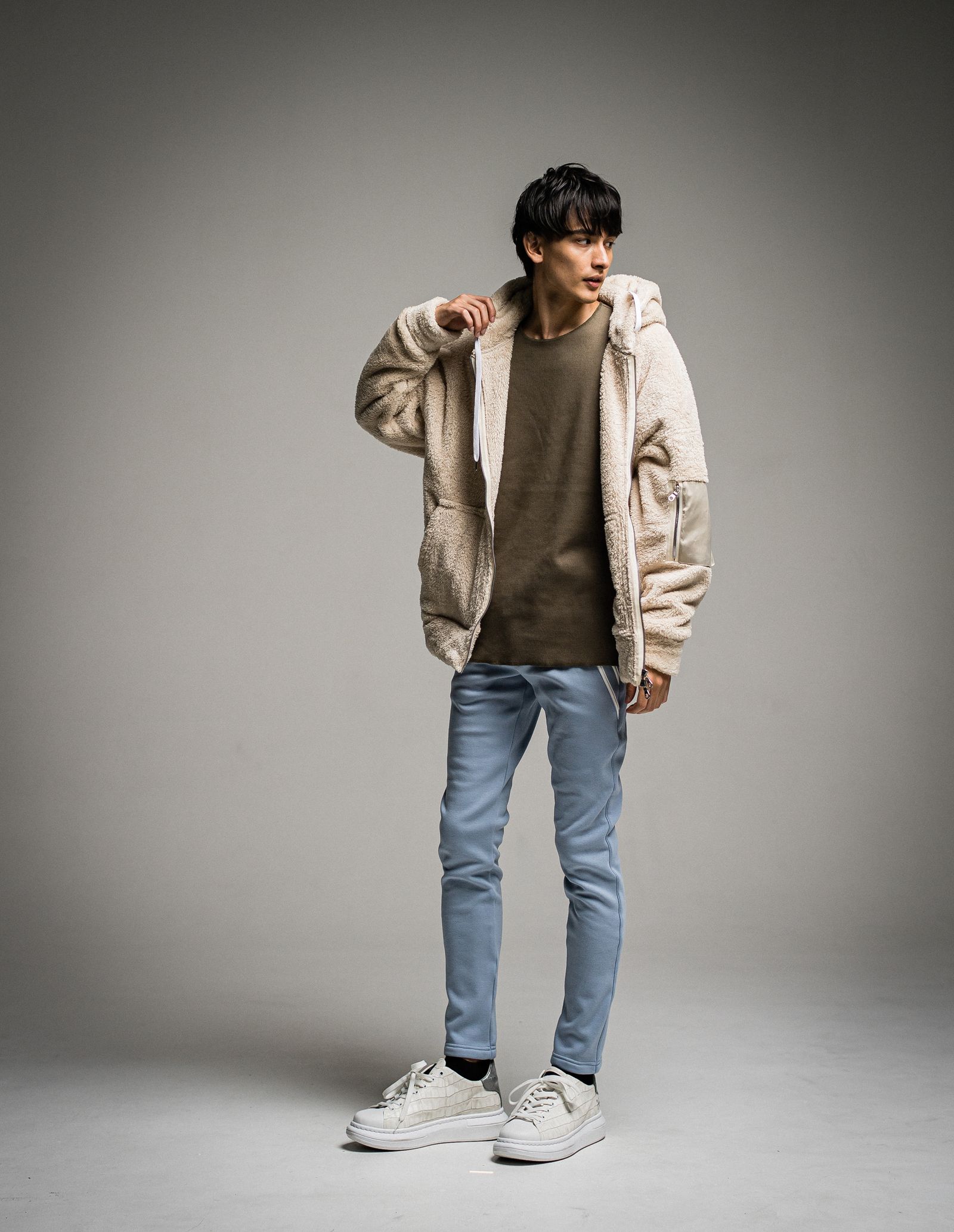 VELOURS FLEECE EDGE PT / RC26-ST-014H / 裏起毛エッジラインパンツ / サックス