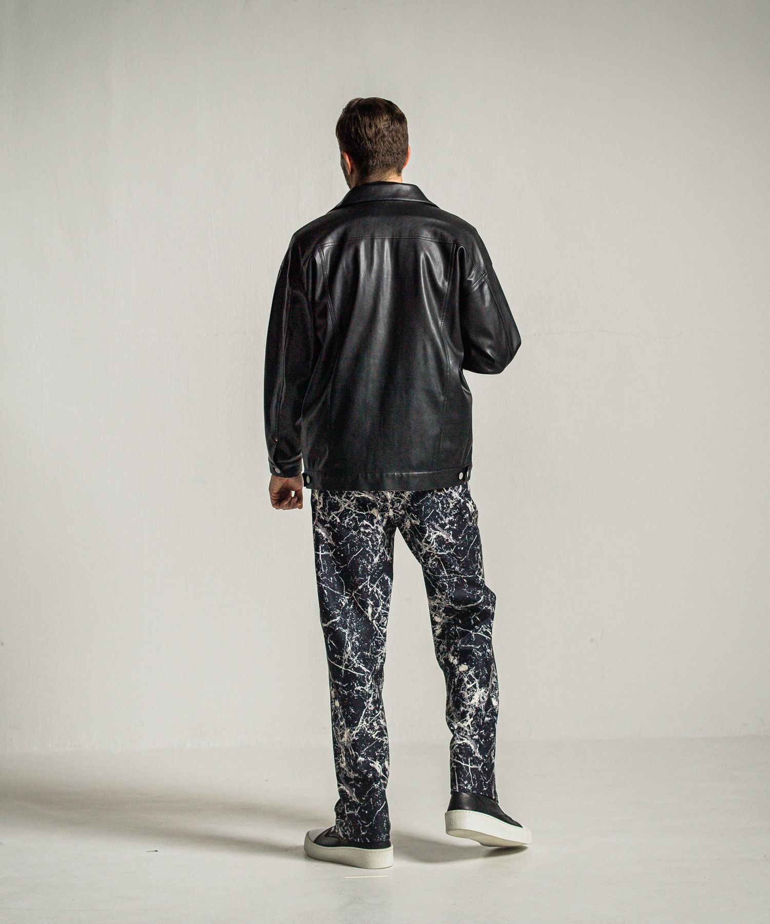 WIDE TUCK PANTS / RC34-ST-016WT / ペイント柄ワイドタックパンツ / ブラック