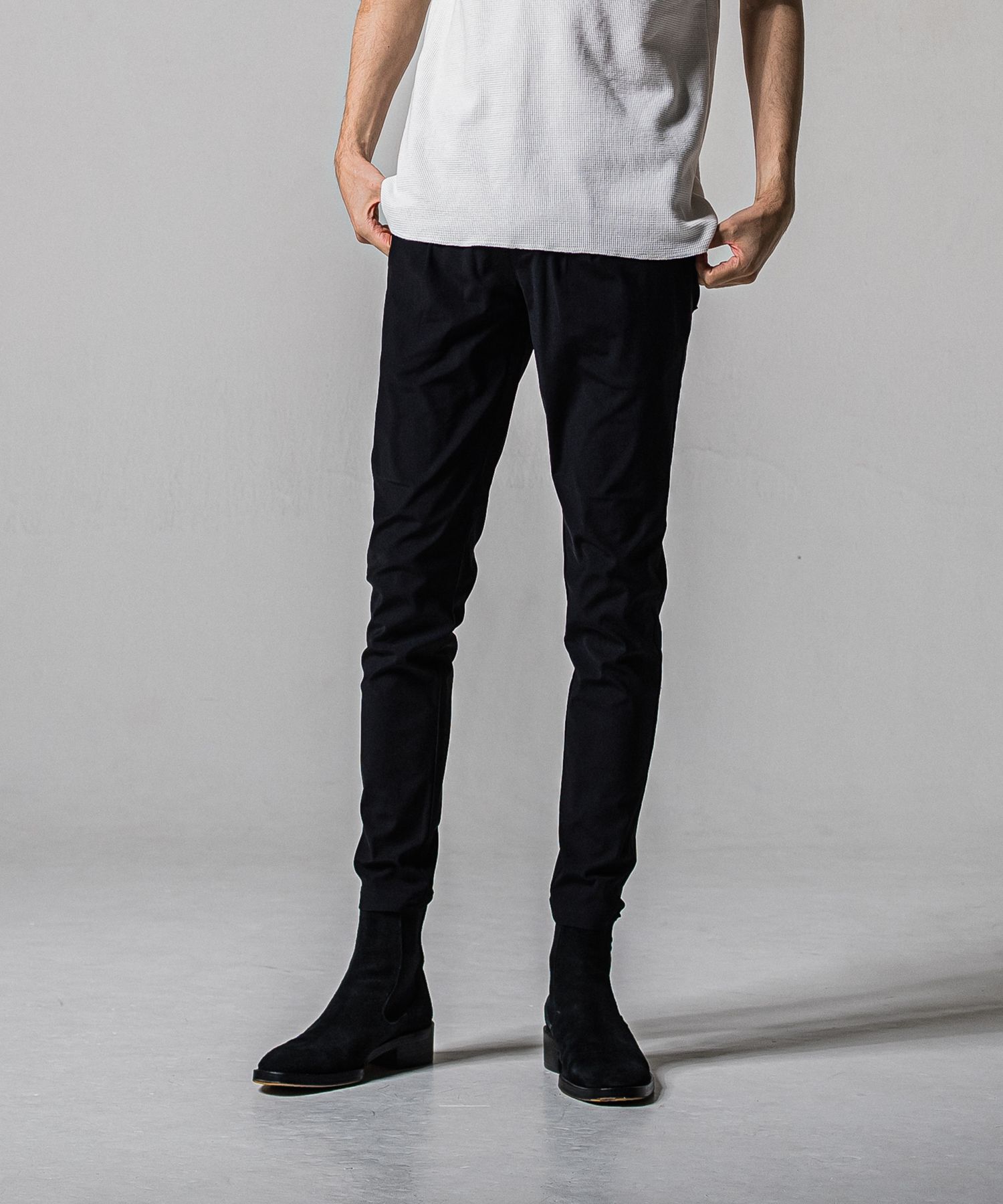 CHRIS EASY TUCK PANTS / RC39-ST-016T / ナイロンイージータックパンツ / ブラック (3月上旬入荷予定)