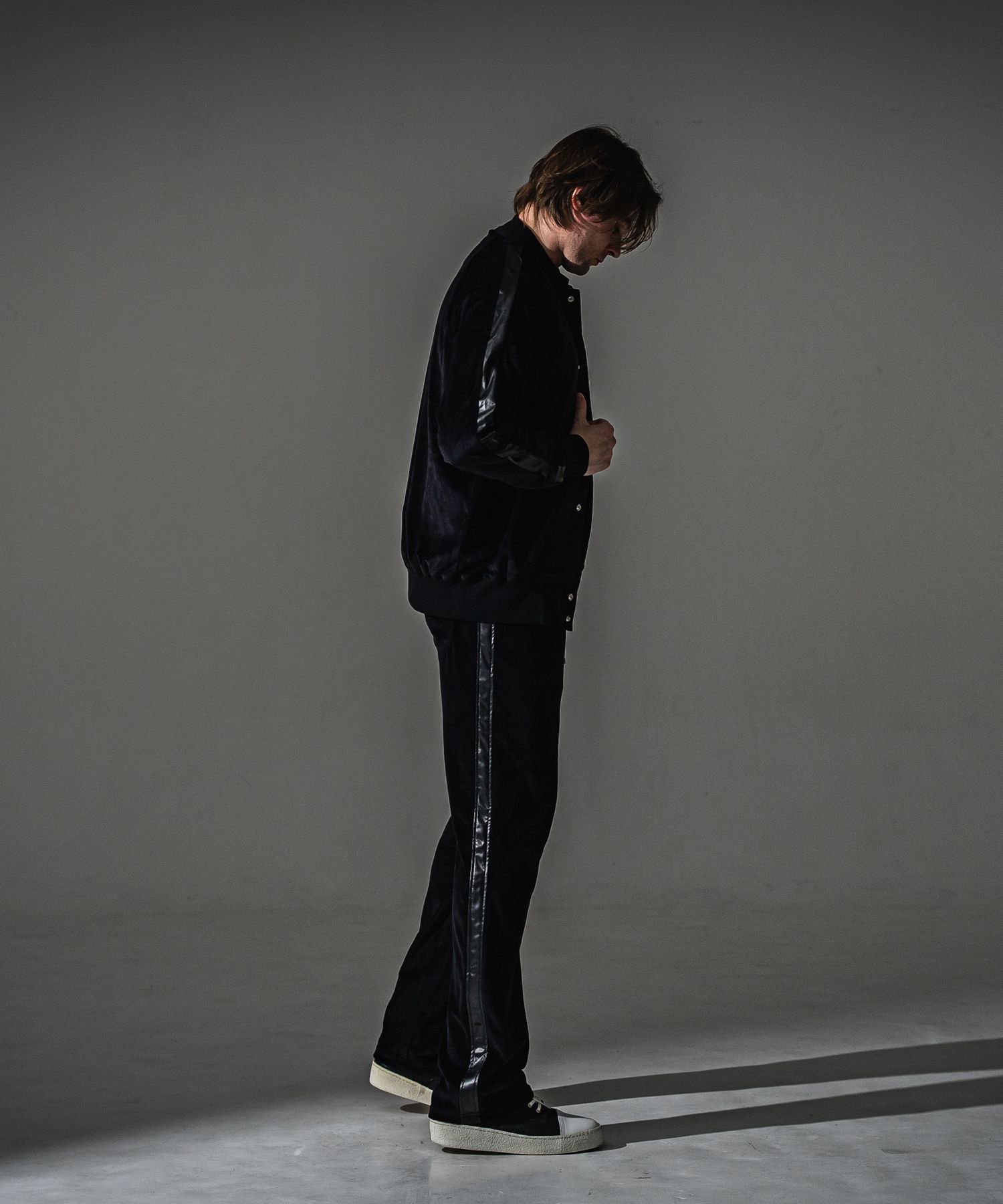 VELOUR SEMIWIDE TUCK PT / RC41-ST-044 / ベロアセミワイドタックパンツ / ブラック (9月中旬入荷予定)