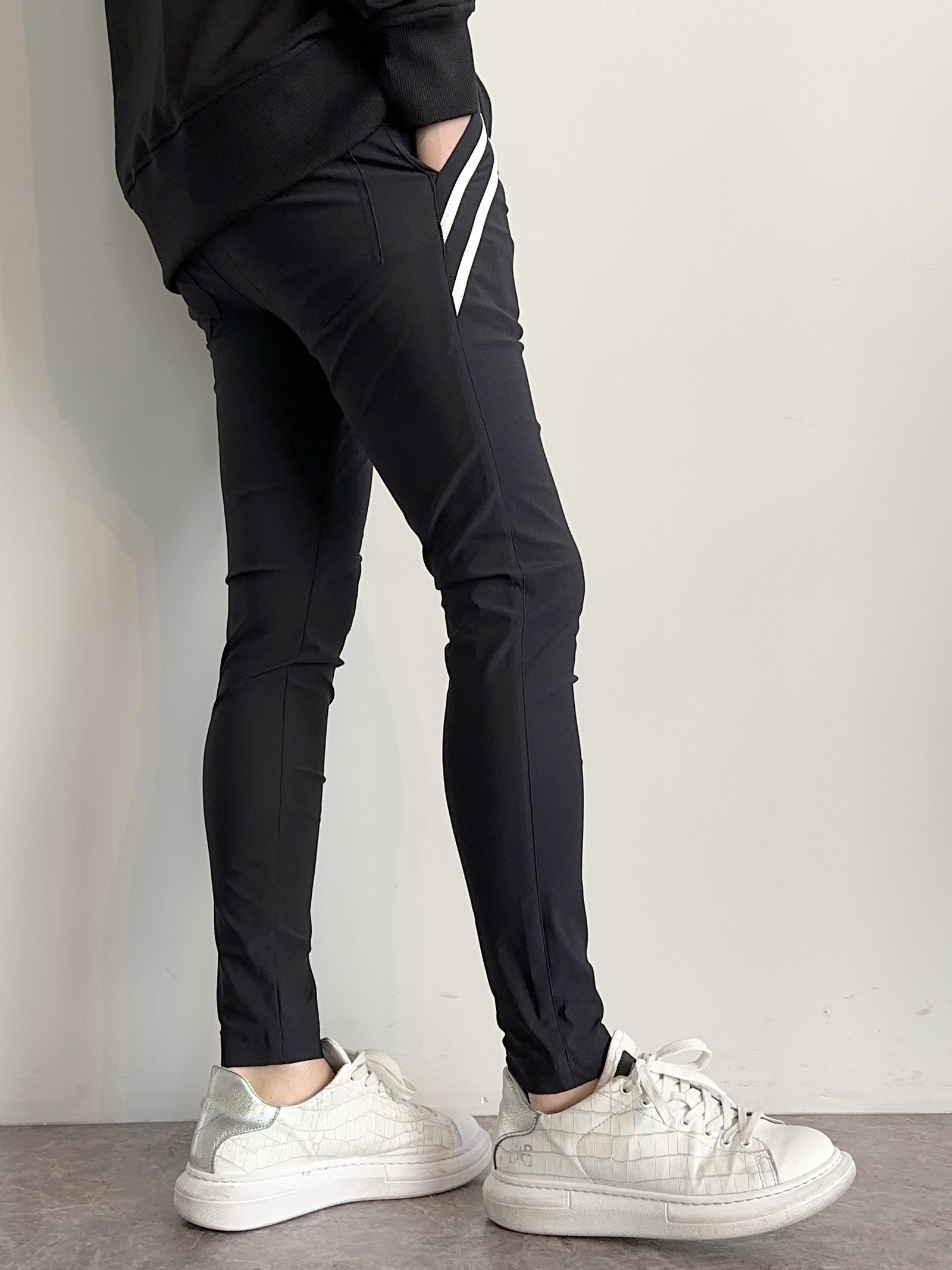 EDGE NYLON PT / BASIC-ST-014 / エッジナイロンラインパンツ / ブラック×ホワイト (4月下旬入荷予定)