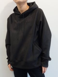 SUEDE JERSEY SOLID PULLOVER HOODIE / OR1-C-002 / スエードジャージプルオーバーパーカー / ブラック