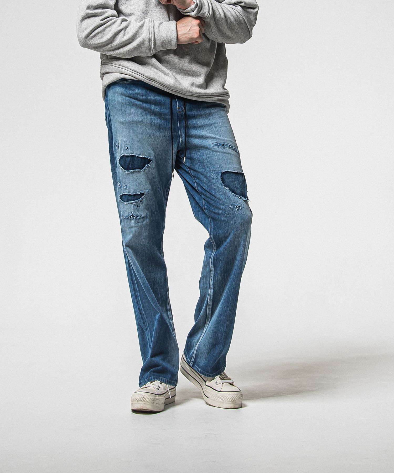 KING DENIM JERSEY / RC38-ST-005 / デニムジャージバギーワイドパンツ / インディゴクラッシュ (12月中旬入荷予定)