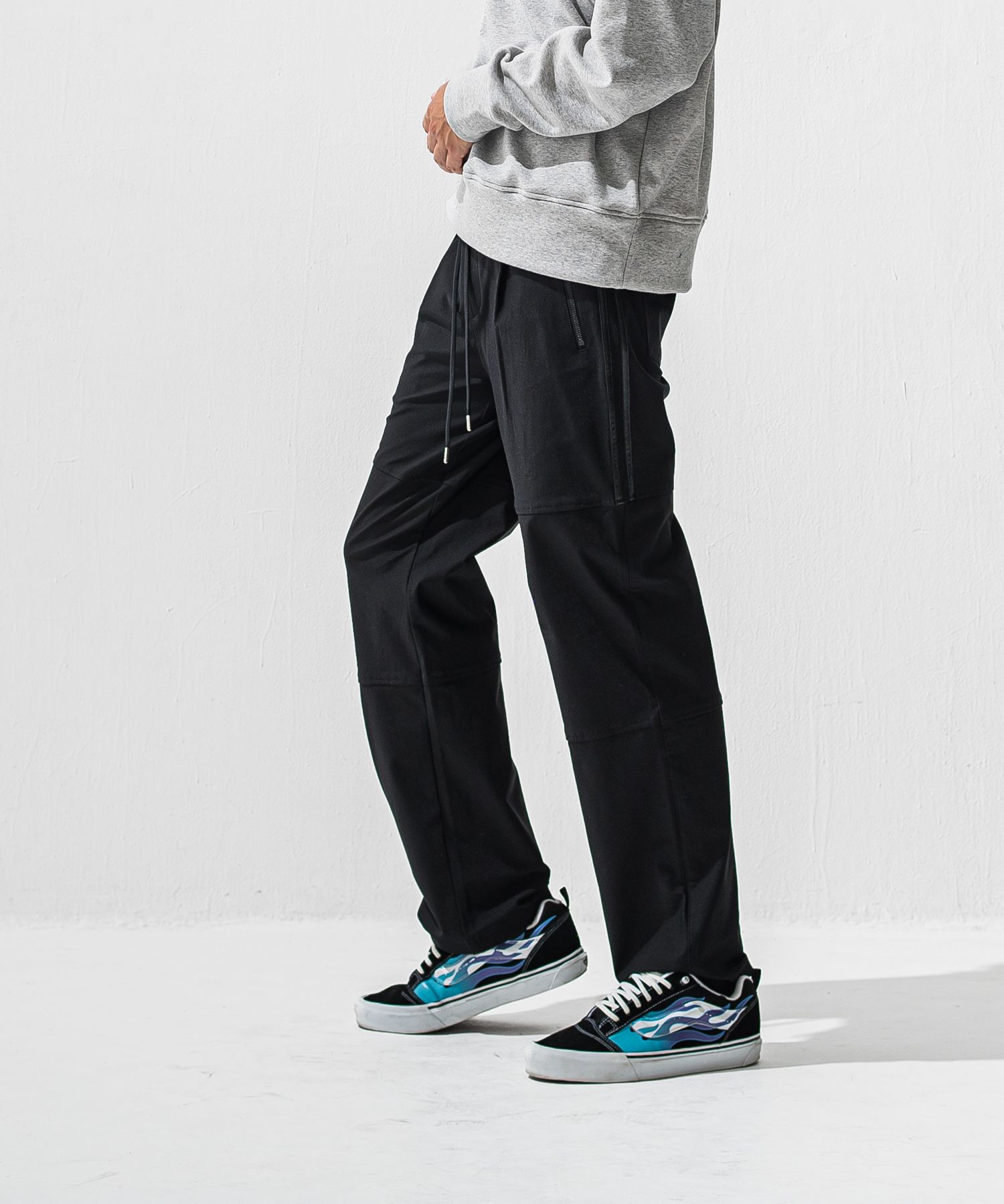 JOHNSON LINE HEAT WIDE TUCK PANTS / RC42-ST-009HWT / 裏起毛ジョンソンラインワイドタックパンツ / ブラック×ブラック (10月下旬入荷予定)