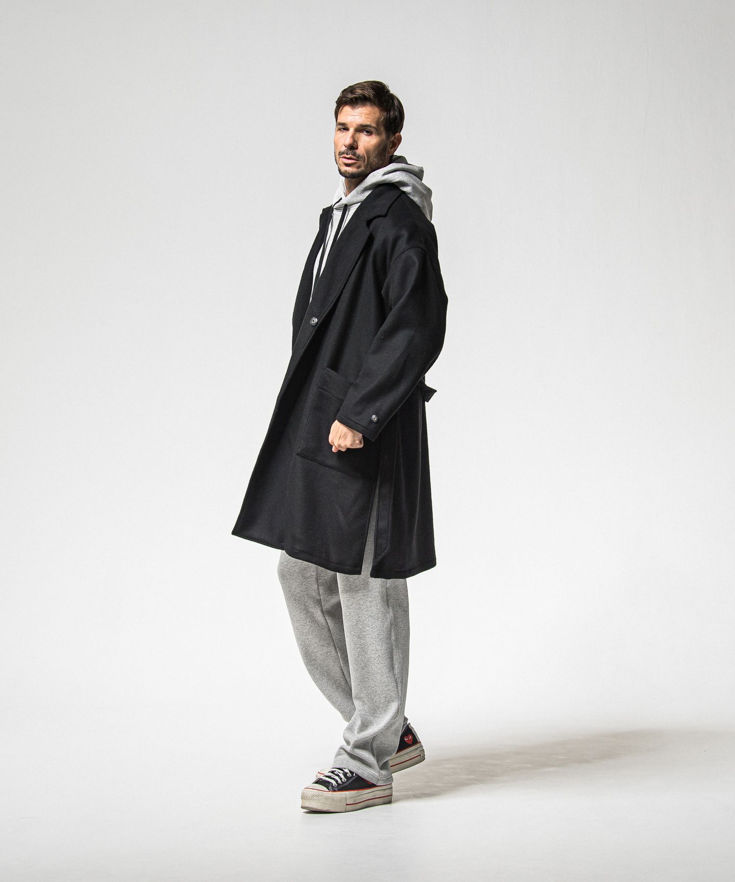 GOWN OVER COAT / RC38-JK-004 / オーバーサイズガウンコート / ブラック (11月上旬入荷予定)