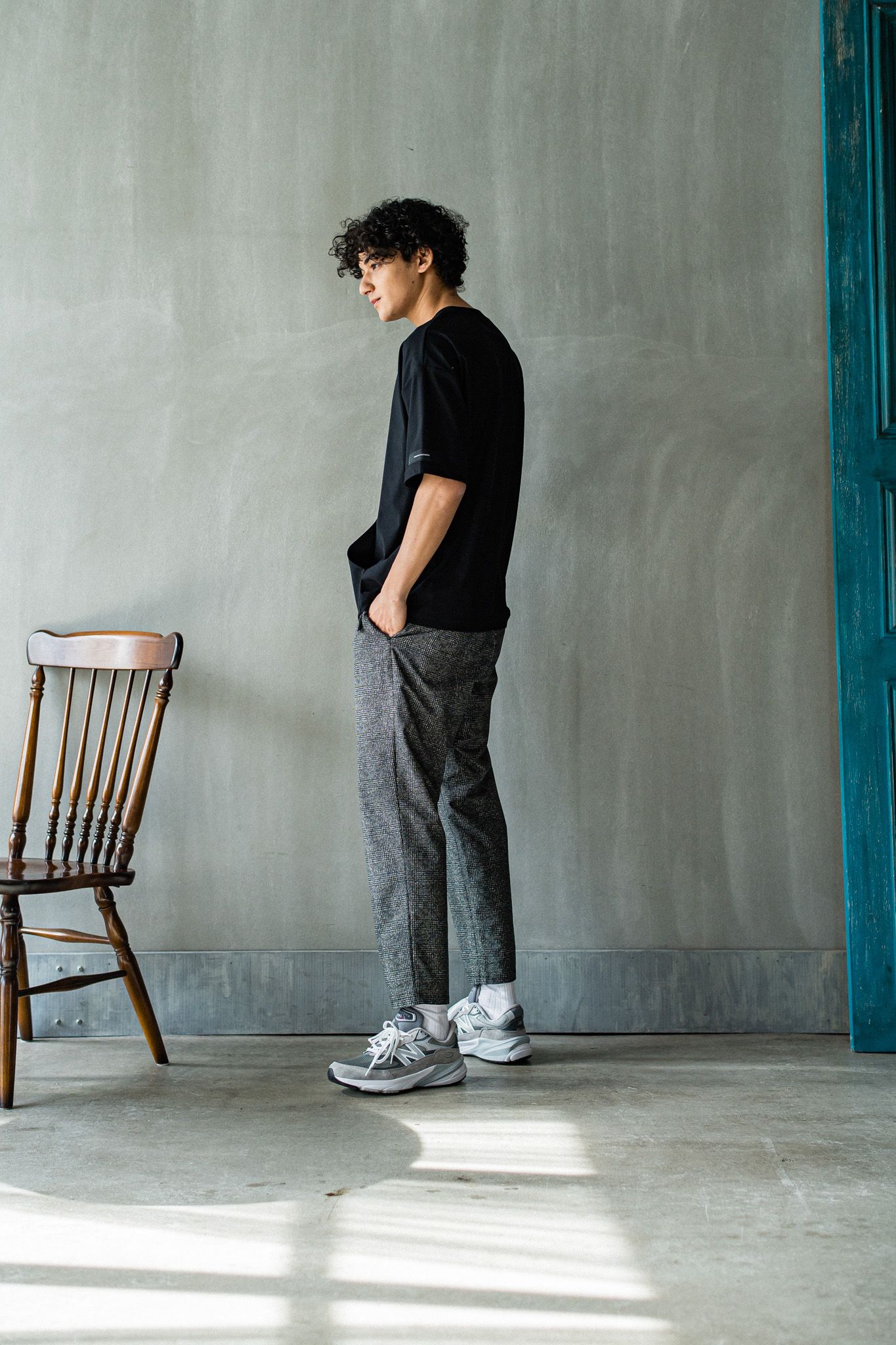 PAT WIDE EASY PANTS / RC32-ST-036 / ベルト付きテーパードワイドパンツ / グレンチェック