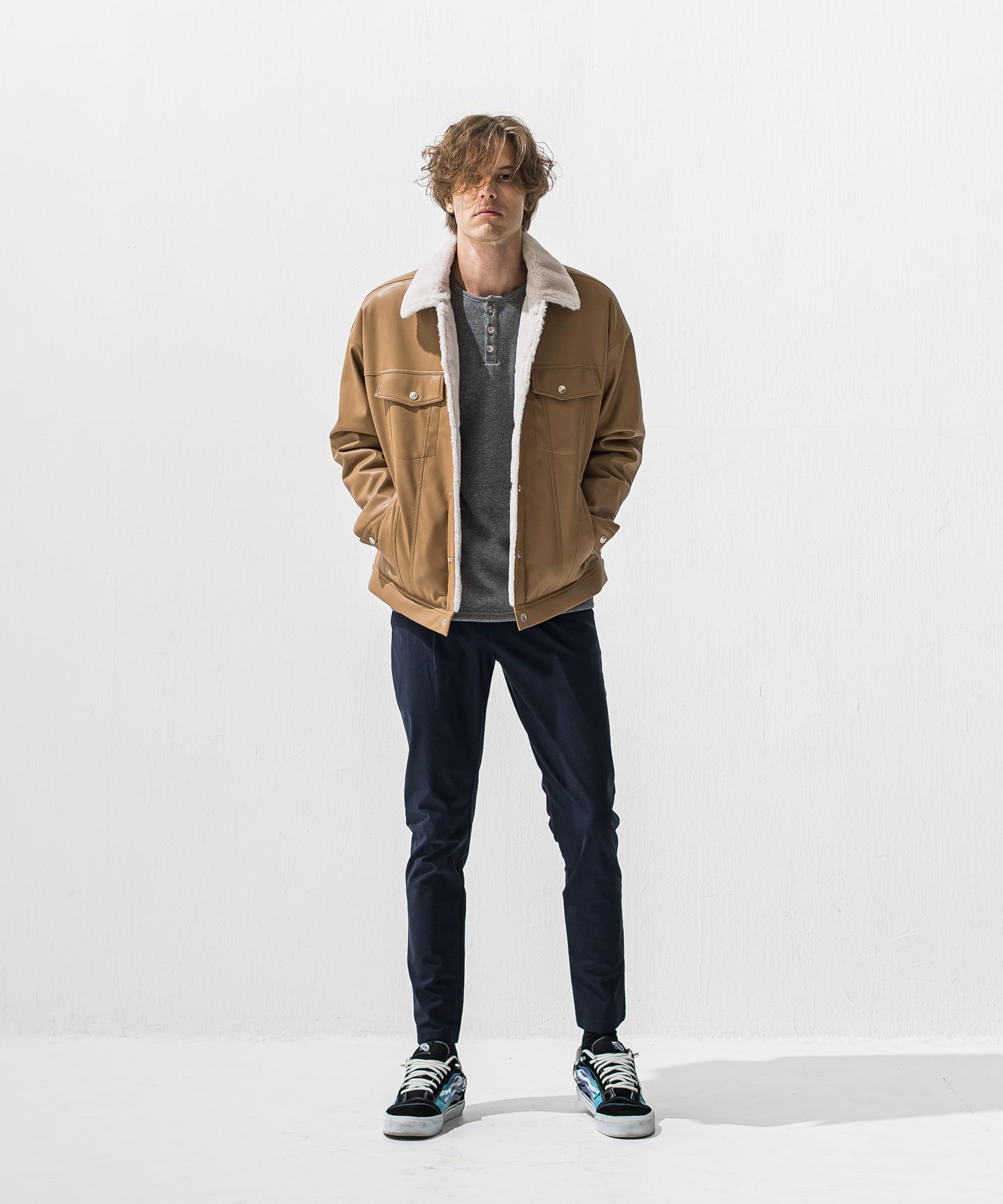 CHRIS EASY HEAT TUCK PANTS / RC42-ST-016HT / 裏起毛ワンタックスラックスイージーパンツ / ネイビー (10月下旬入荷予定)