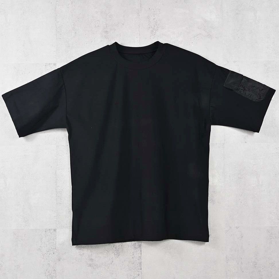 MILITARY NYLON OVER TEE / RC40-T-008 / ナイロンポケットビッグTシャツ / ブラック (6月上旬入荷予定)