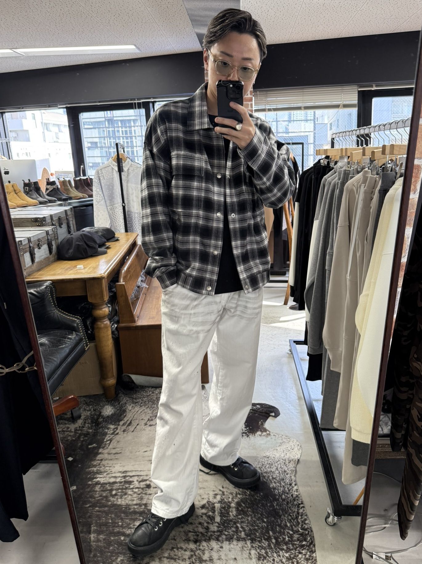 CHECK SHIRT JACKET / RC41-SH-003 / チェックシャツジャケット / ブラック (8月下旬入荷予定)
