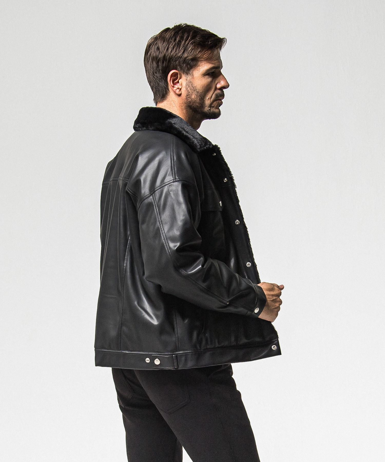 LEATHER FUR OVER G / RC38-JK-002 / レザーファーGジャン / ブラック (11月中旬入荷予定)
