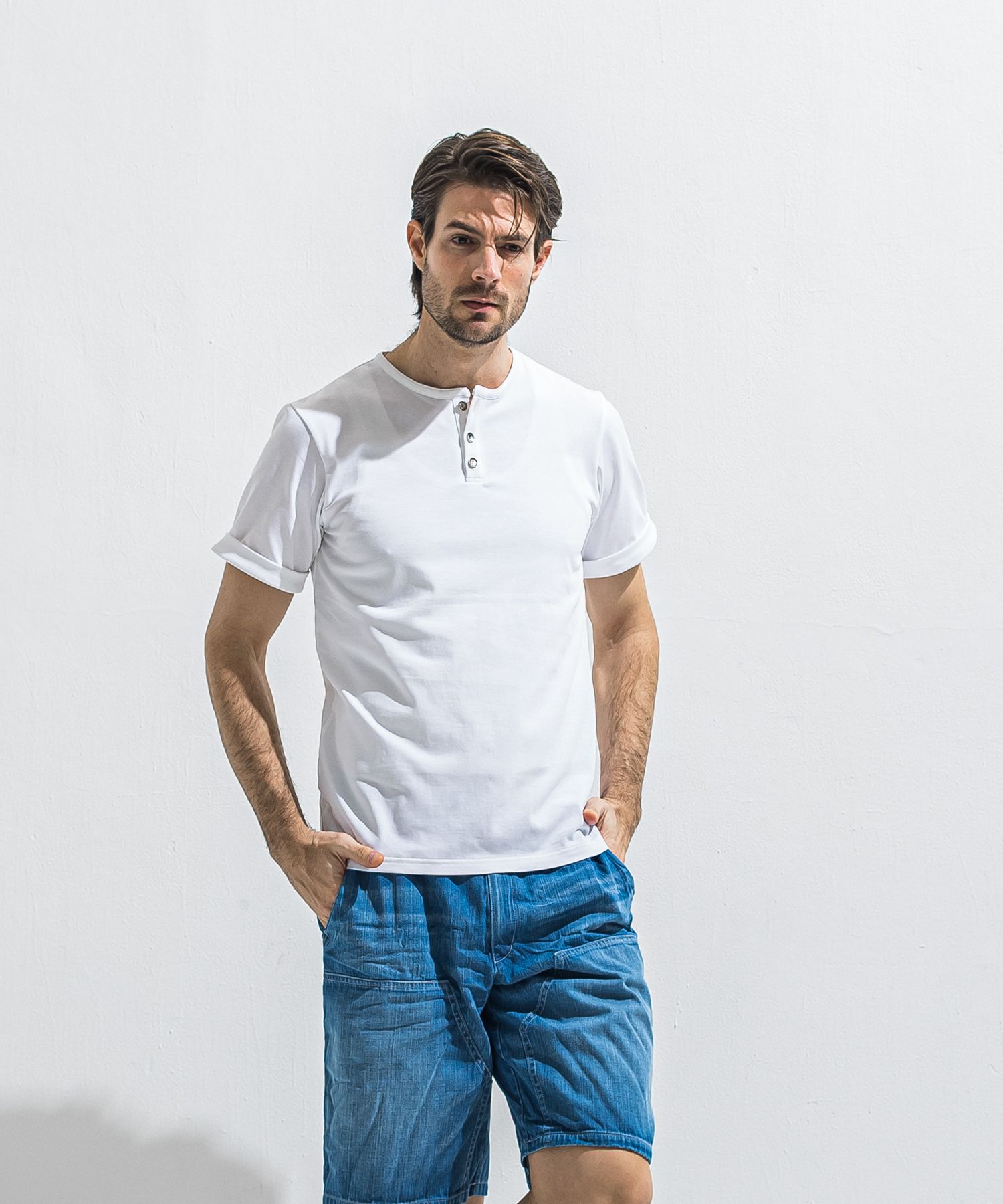 ROLL UP HENRY T / RC40-T-005 / ロールアップヘンリーネックTシャツ / ホワイト (4月中旬入荷予定)