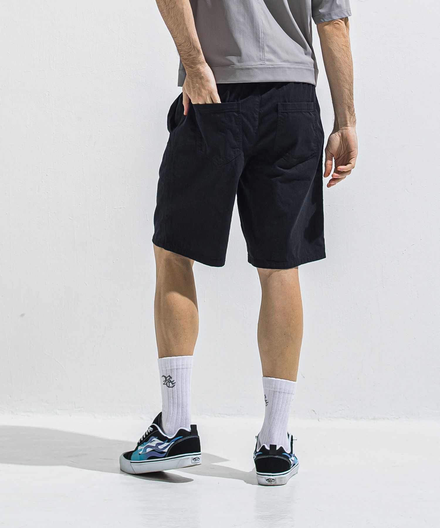 DOUBLE KNEE SHORTS / RC40-HP-007 / ダブルニーデニムハーフパンツ / ブラック (6月上旬入荷予定)