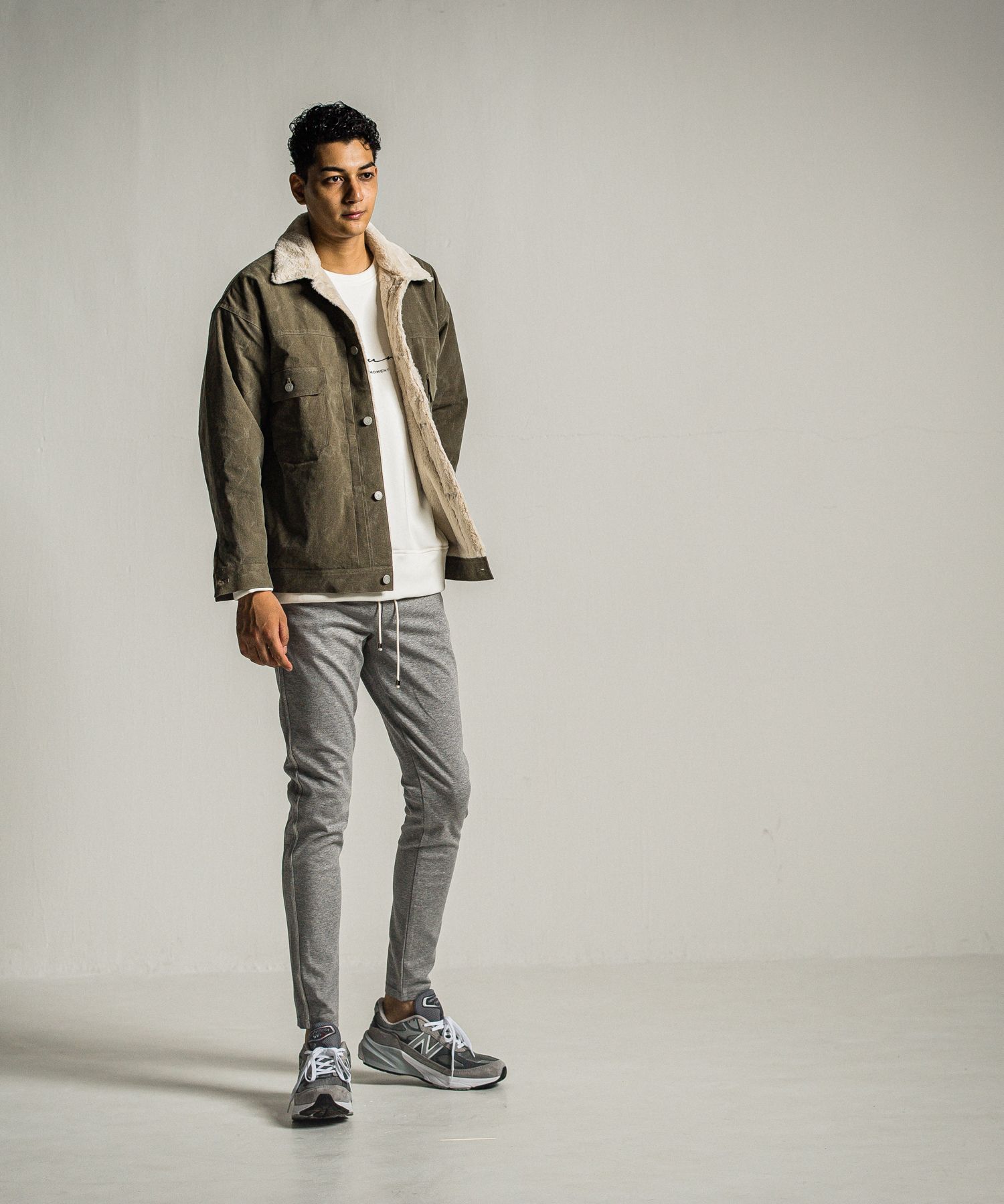 ID VELOURS FLEECE DROP TRAINER / RC34-C-004 / 裏起毛バックロゴトレーナー / ホワイト