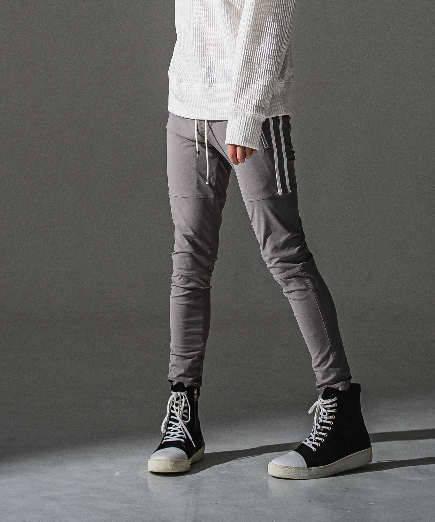 JOHNSON LINE NYLON PT / BASIC-ST-009 / ジョンソンラインナイロンパンツ / グレー×ホワイト (7月下旬入荷予定)