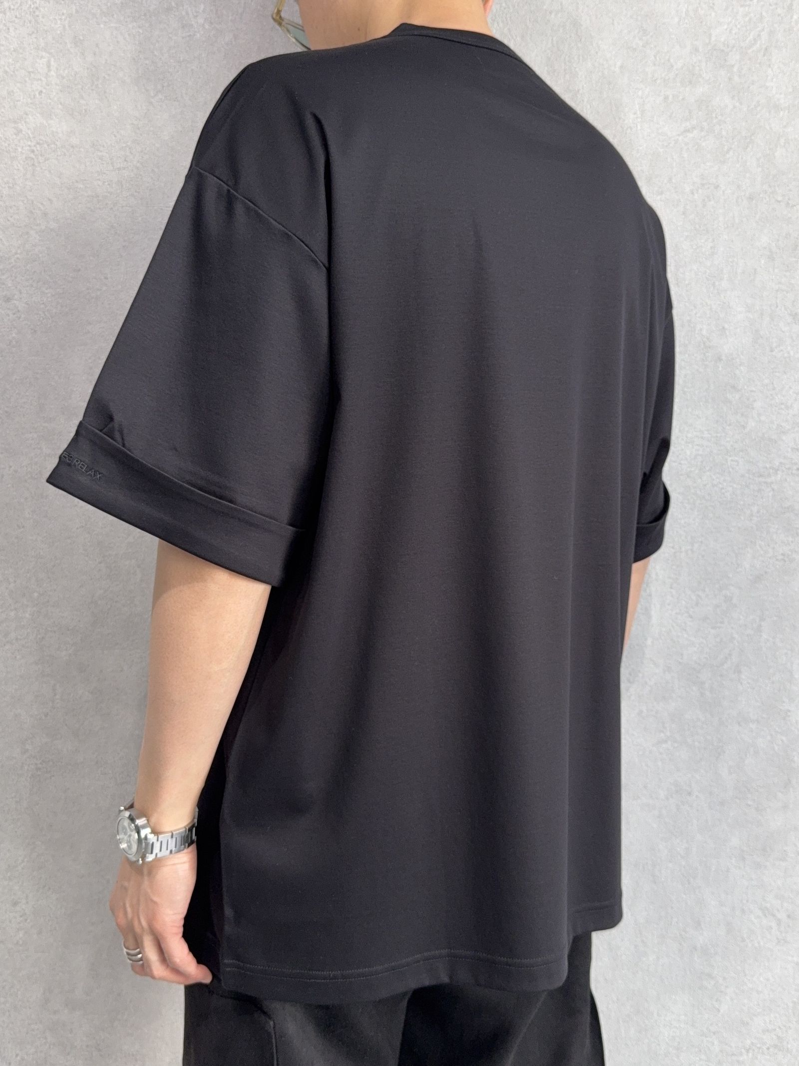 ダブルシルケットロールアップボックスTシャツ / ust-26070 / ブラック