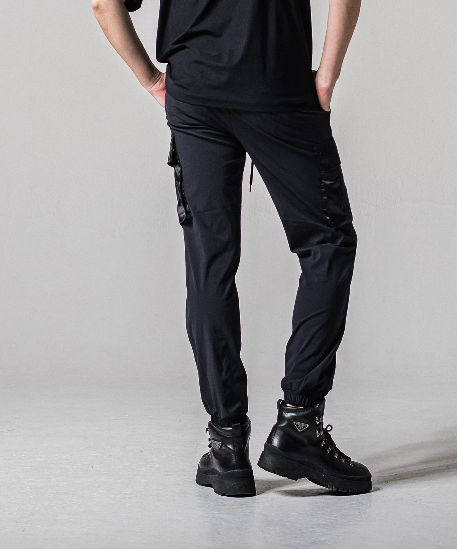 NY PT CARGO PANTS / RC39-ST-035 / ナイロン裾ゴムイージーカーゴパンツ / ブラック (2月中旬入荷予定)