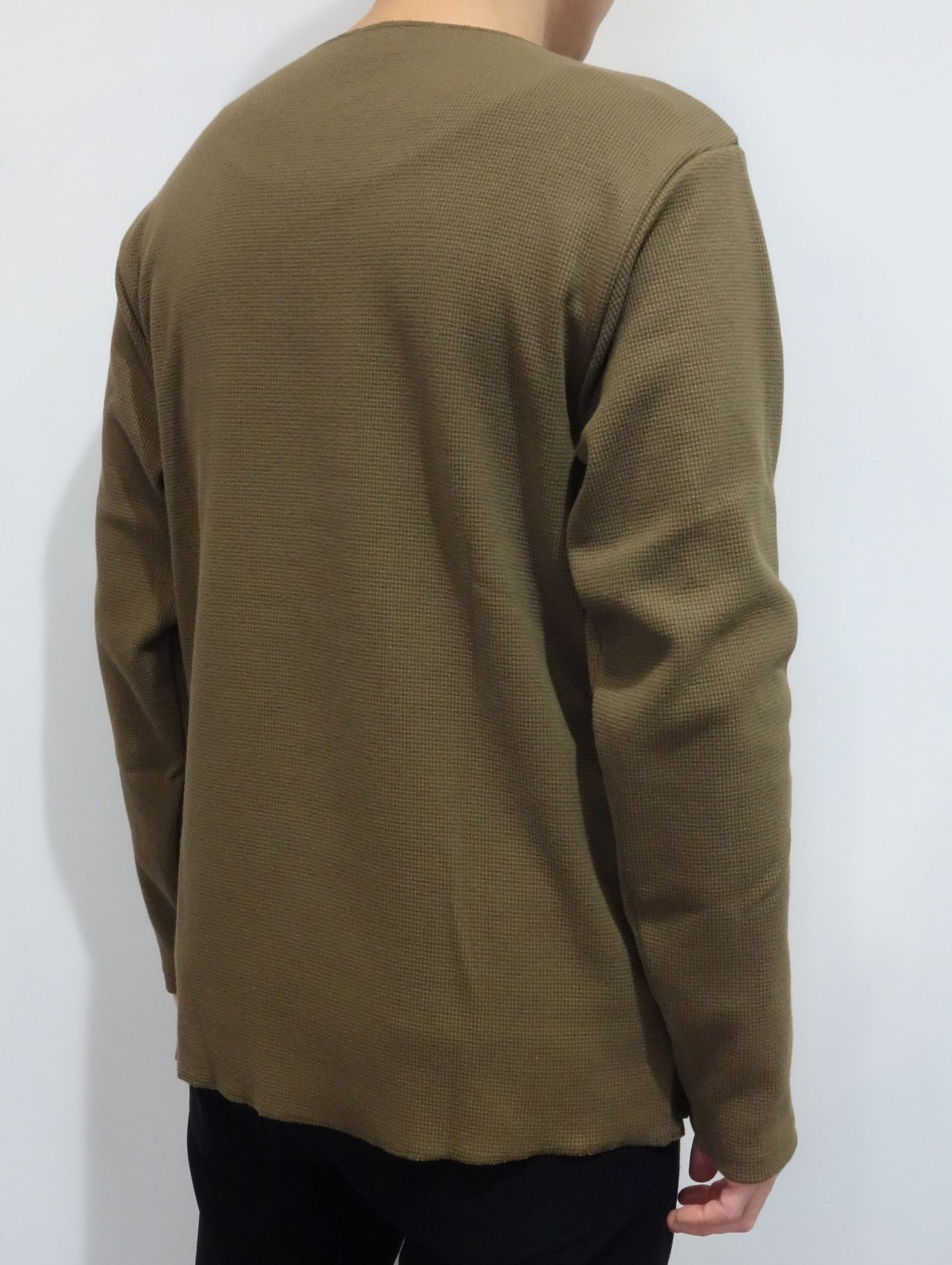 ST COTTON WAFFLE THERMAL / BASIC-CUT-001 / サーマル長袖Tシャツ / カーキ