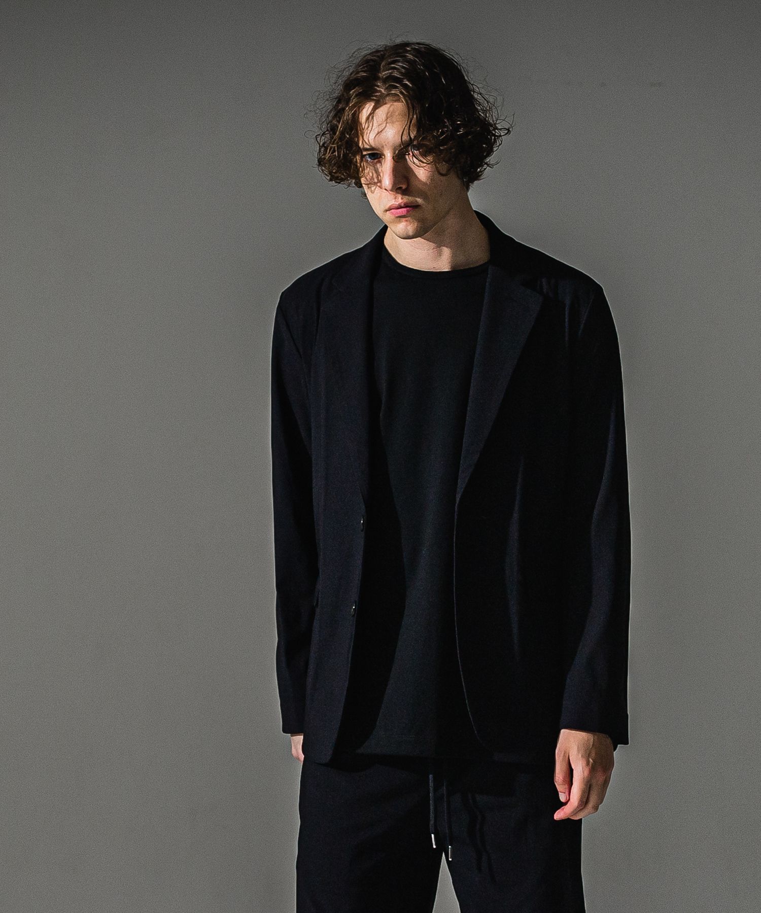 GARY LOOSE JACKET / RC41-JK-011 / ナイロンルーズテーラードジャケット / ブラック (7月下旬入荷予定)