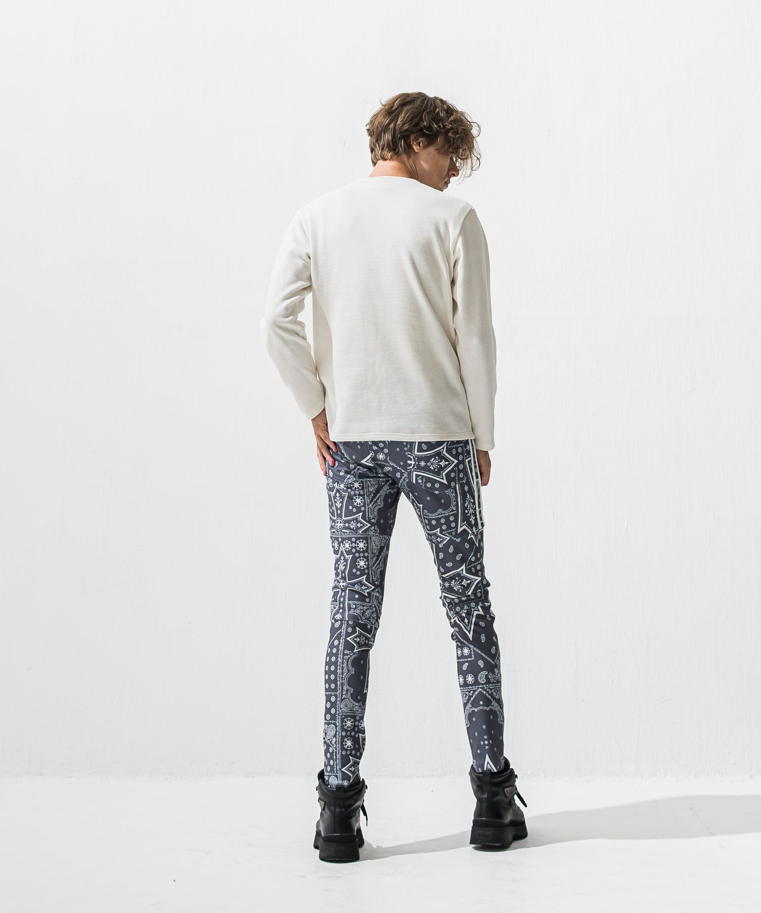 VELOURS FLEECE THERMAL HENRY / RC42-C-003 / 裏起毛サーマルヘンリーネックロングTシャツ / ホワイト (10月下旬入荷予定)