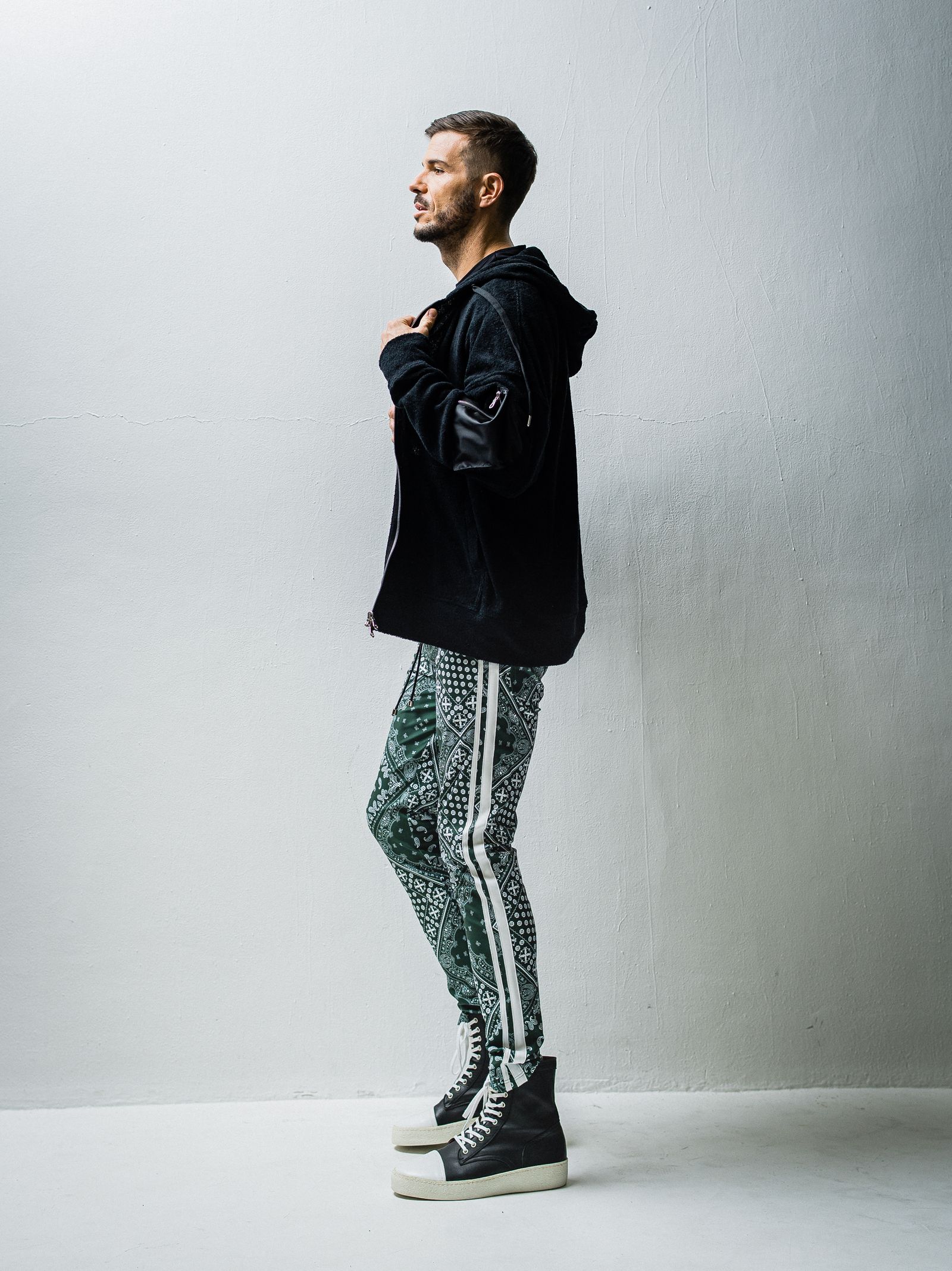 WEST PILE ZIP LOOSE HOODIE / RC27-C-008 / パイルジップパーカー / ブラック