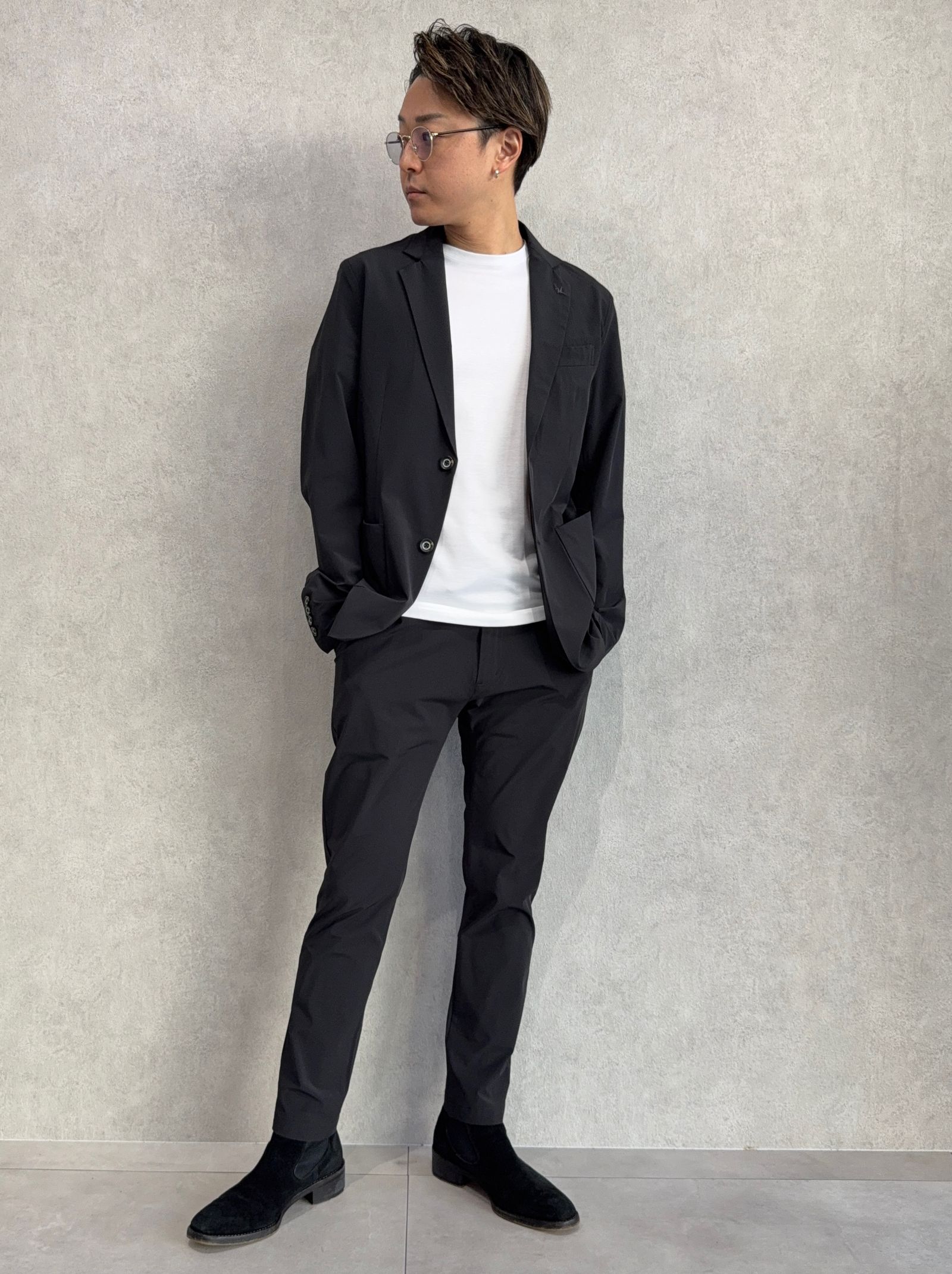 ストレッチナイロンセットアップ / uso-26062,usb-26062 / ブラック(無地)