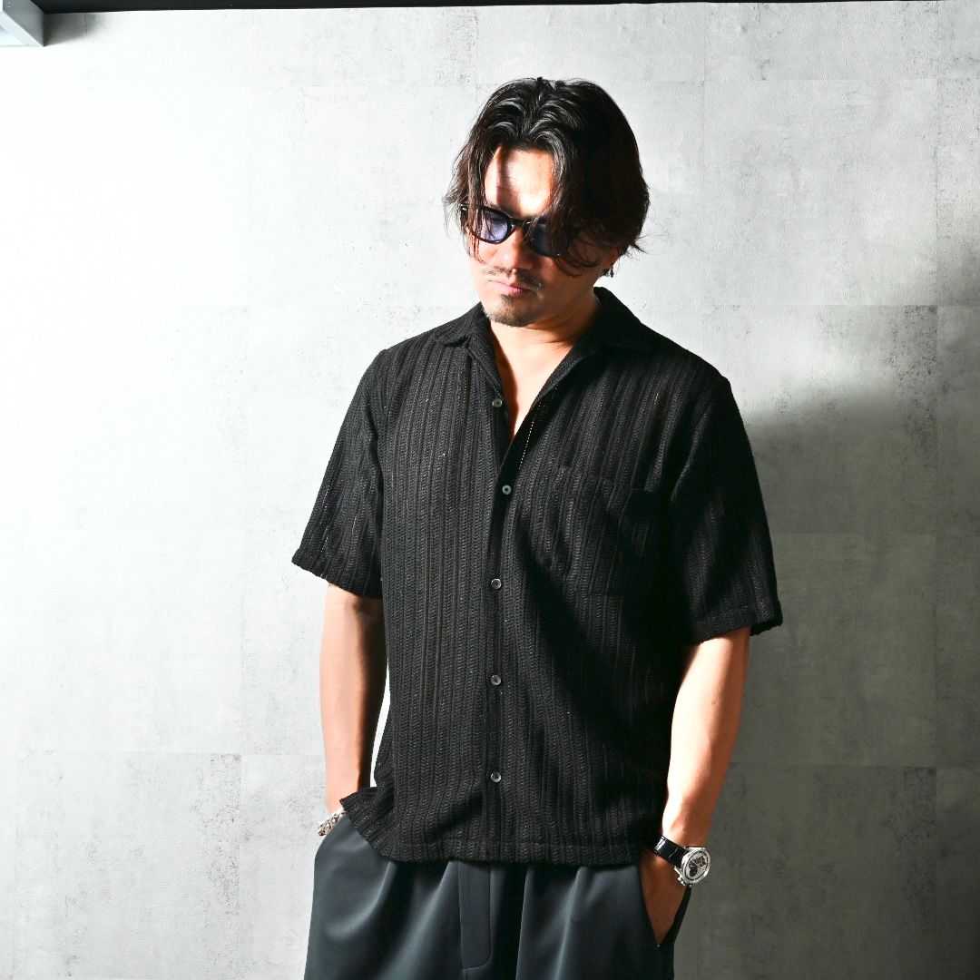 RUSSEL SHIRTS / DP1-SH-004 / ラッセル織り半袖シャツ / ブラック (3月中旬入荷予定)