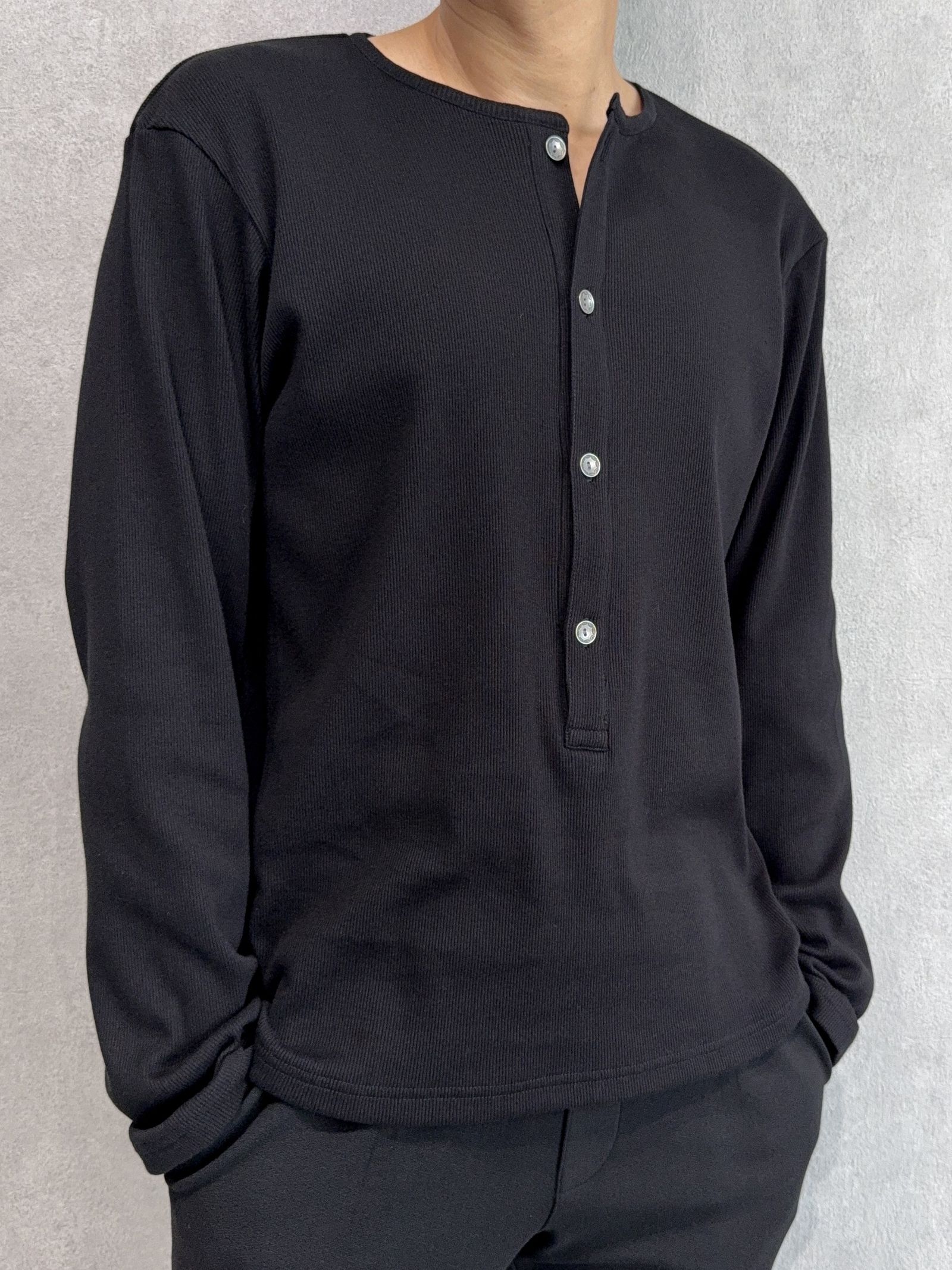 RIB HENRY LONGSLEEVE / RC41-T-005 / リブヘンリーネック長袖Tシャツ / ブラック