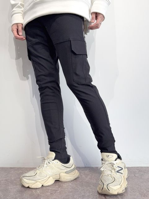 DARRELL CARGO PT / BASIC-ST-010 / レザーラインナイロンカーゴパンツ / ブラック×レザーブラック