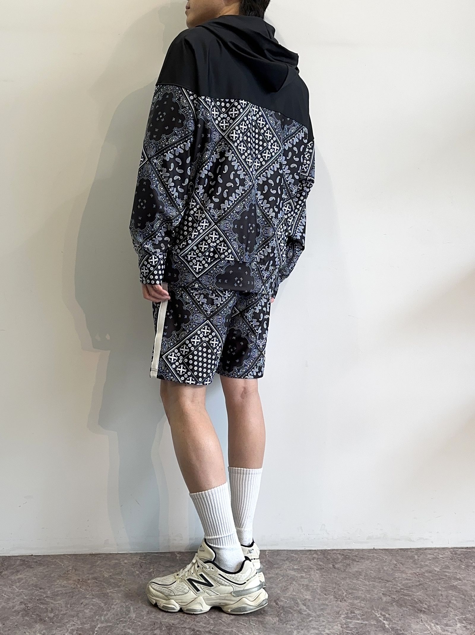 PAISELY RUSH OVER ZIPUP HOODIE / RC32-C-001 / ラッシュガードパーカー / バンダナブラック