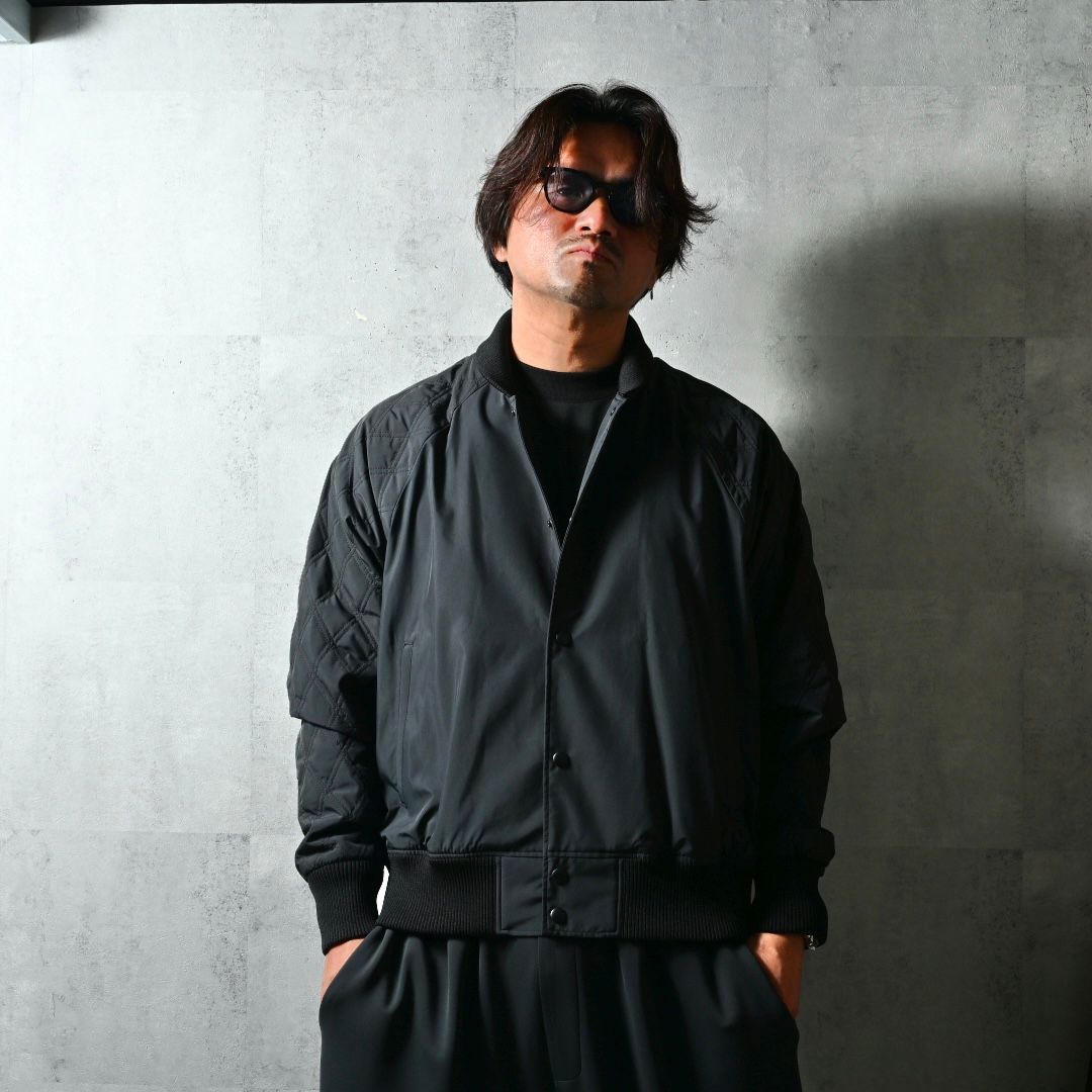 PB VARSITY JACKET / DP1-JK-001 / キルティングナイロンスタジャン / ブラック (2月中旬入荷予定)