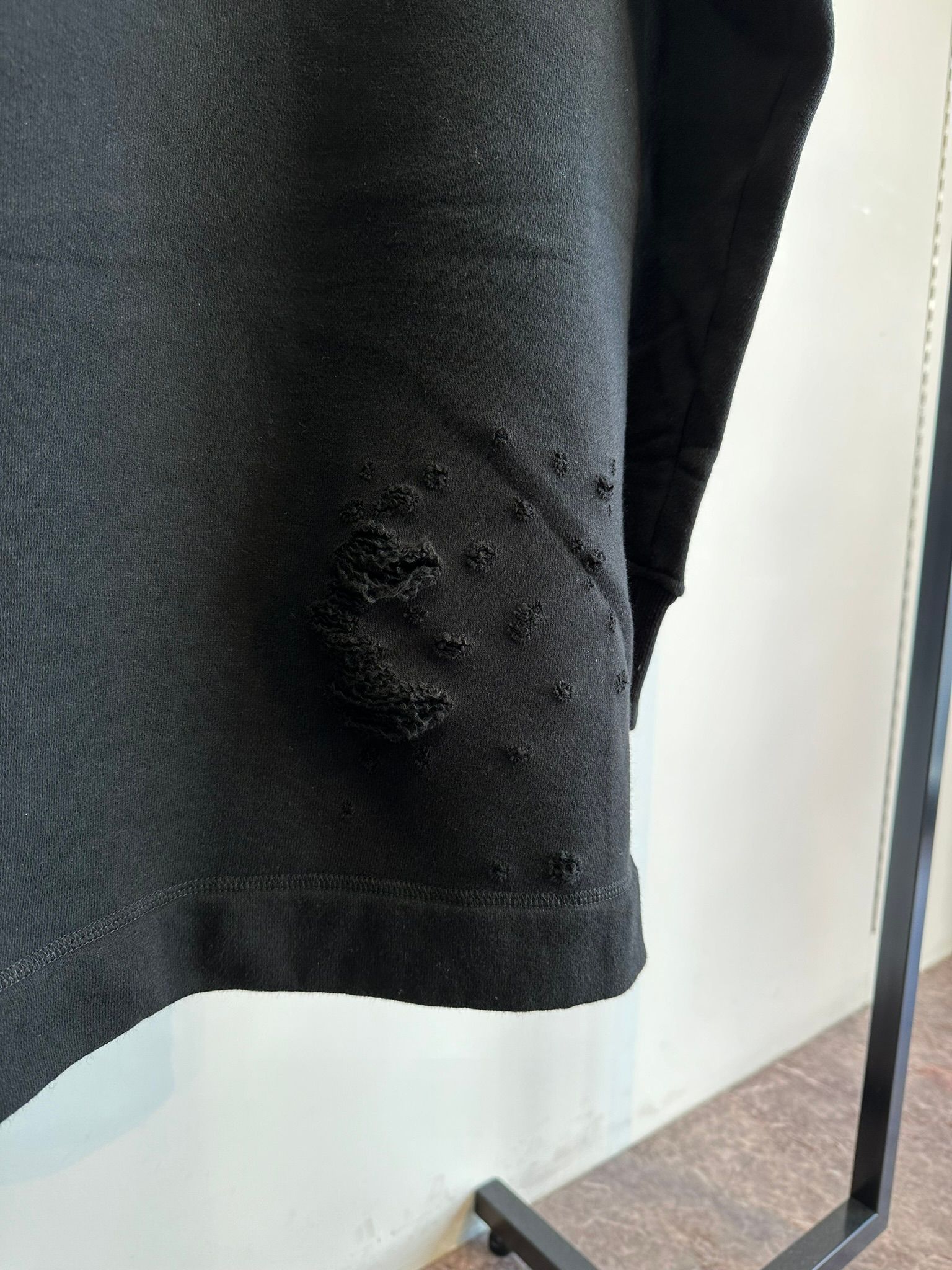 LONG HOODED P/O / RC9-C-003 / ダメージ加工ロングパーカー / ブラッククラッシュ