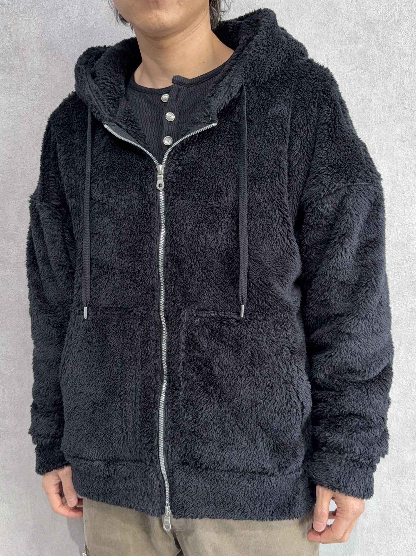 BOA ZIP LOOSE HOODIE / RC38-C-007 / ボアジップパーカー / ブラック