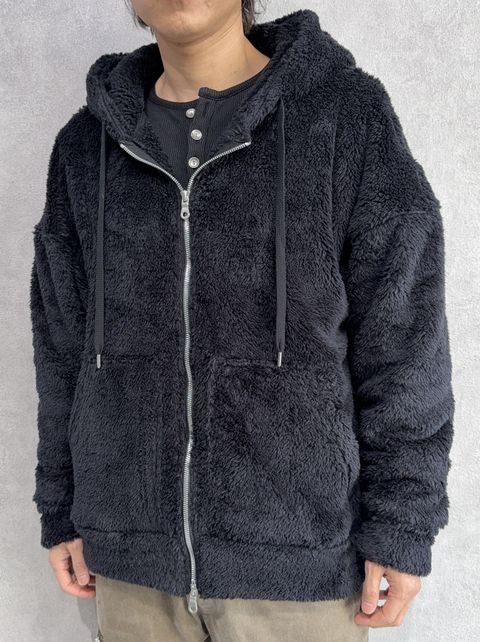 BOA ZIP LOOSE HOODIE / RC38-C-007 / ボアジップパーカー / ブラック