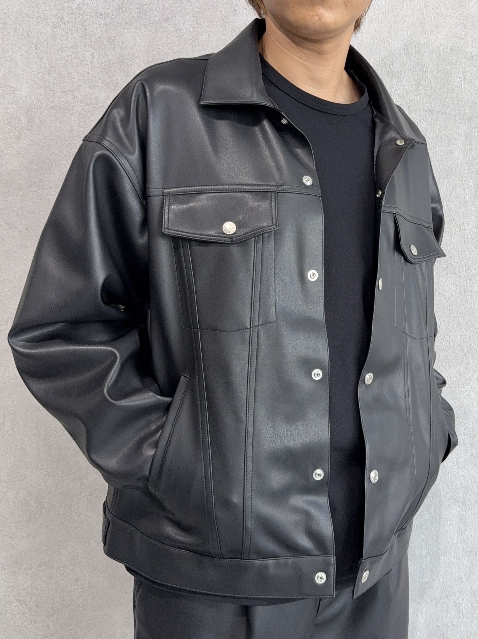LEATHER OVER 3RD G / RC37-JK-006 / エコレザー3RD型Gジャン / ブラック