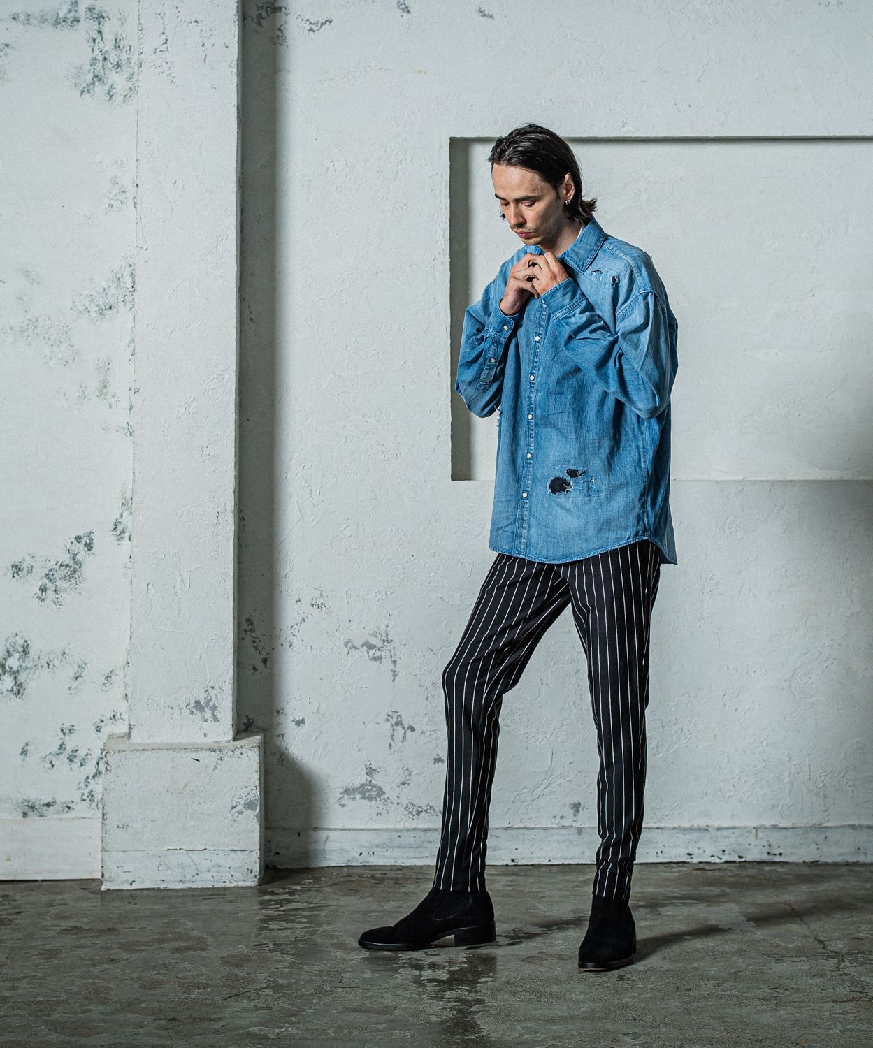 CHRIS EASY PANTS / RC35-ST-016 / イージーパンツ / ブラックストライプ