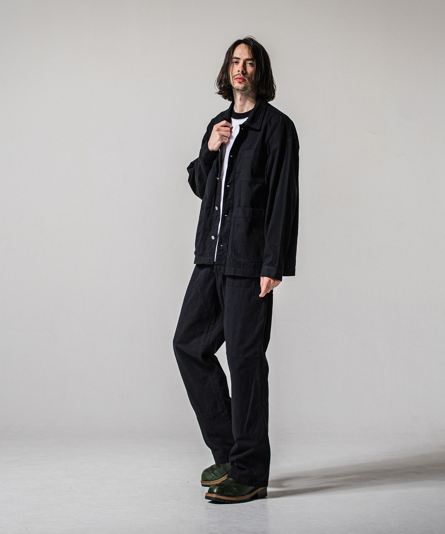 DOUBLE KNEE PT / RC39-ST-041 / ダブルニーワイドデニムパンツ / ブラック (2月中旬入荷予定)