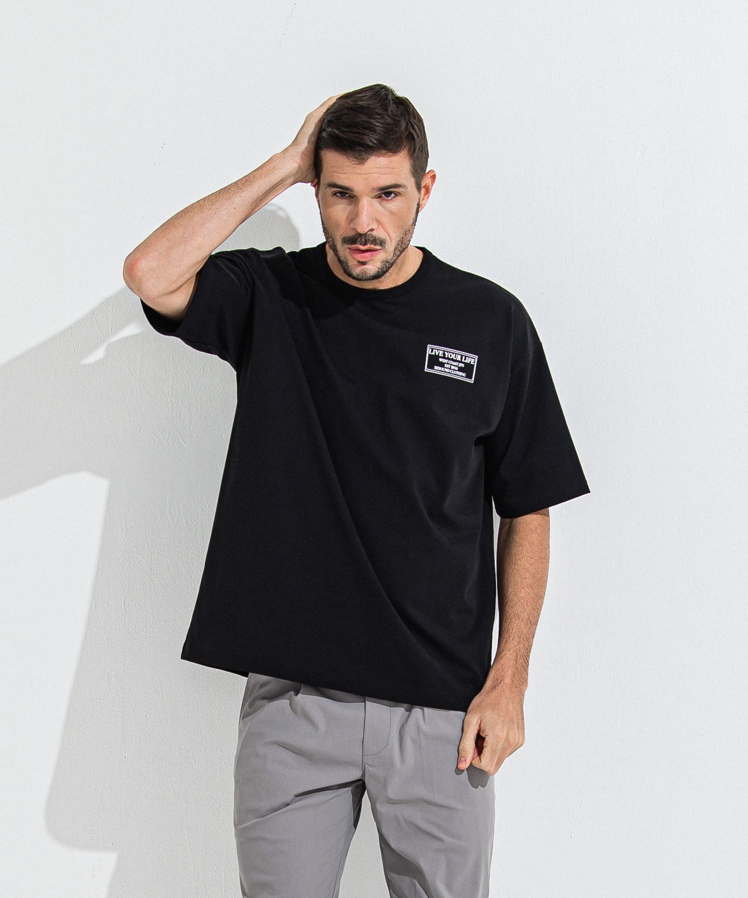 CREW OVER TEE / RC36-T-007 / バックプリントビッグTシャツ / ブラック