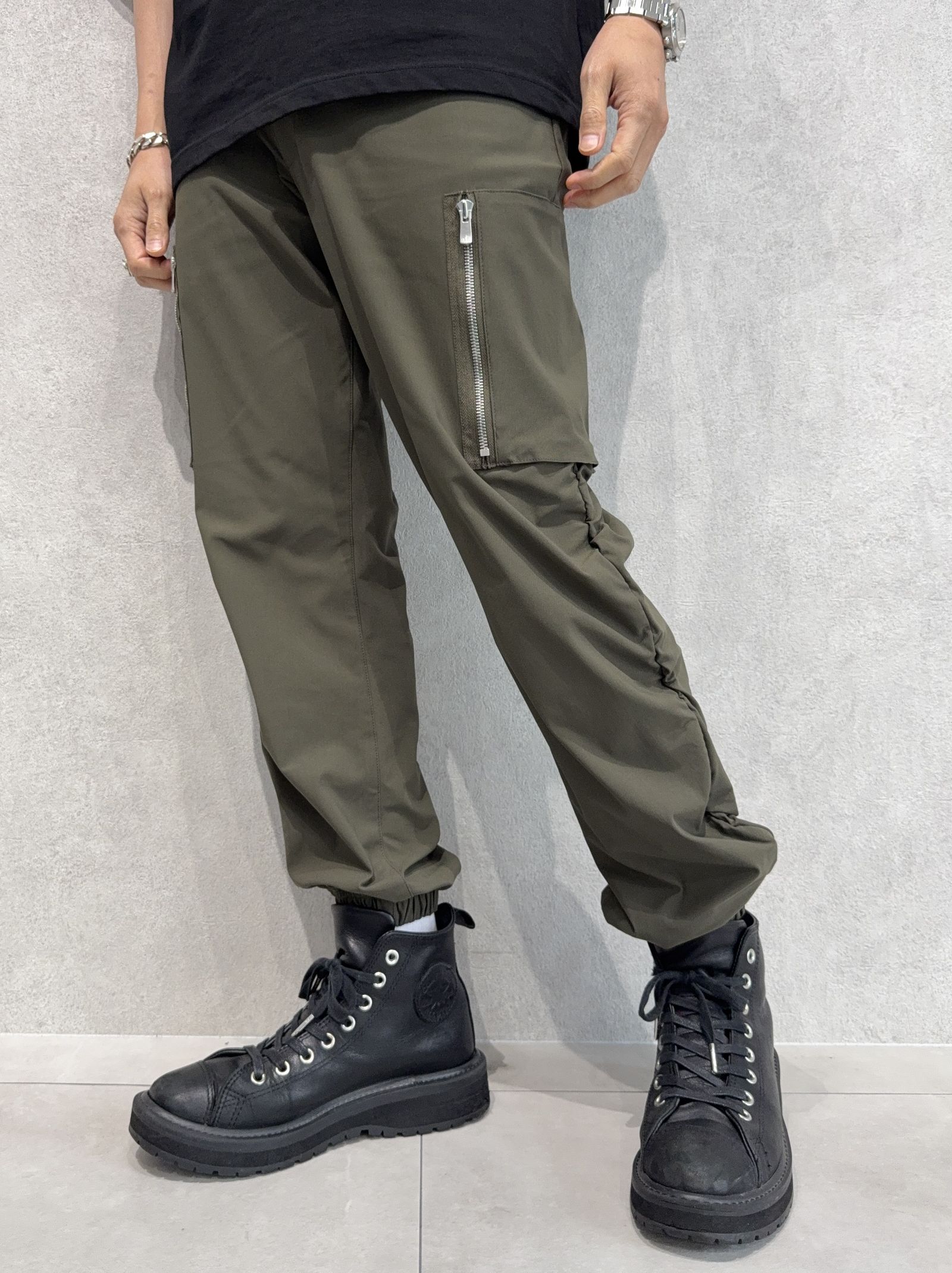 DAVID NYLON CARGO PANTS / RC40-ST-040 / ミリタリーナイロン裾ゴムカーゴパンツ / カーキ