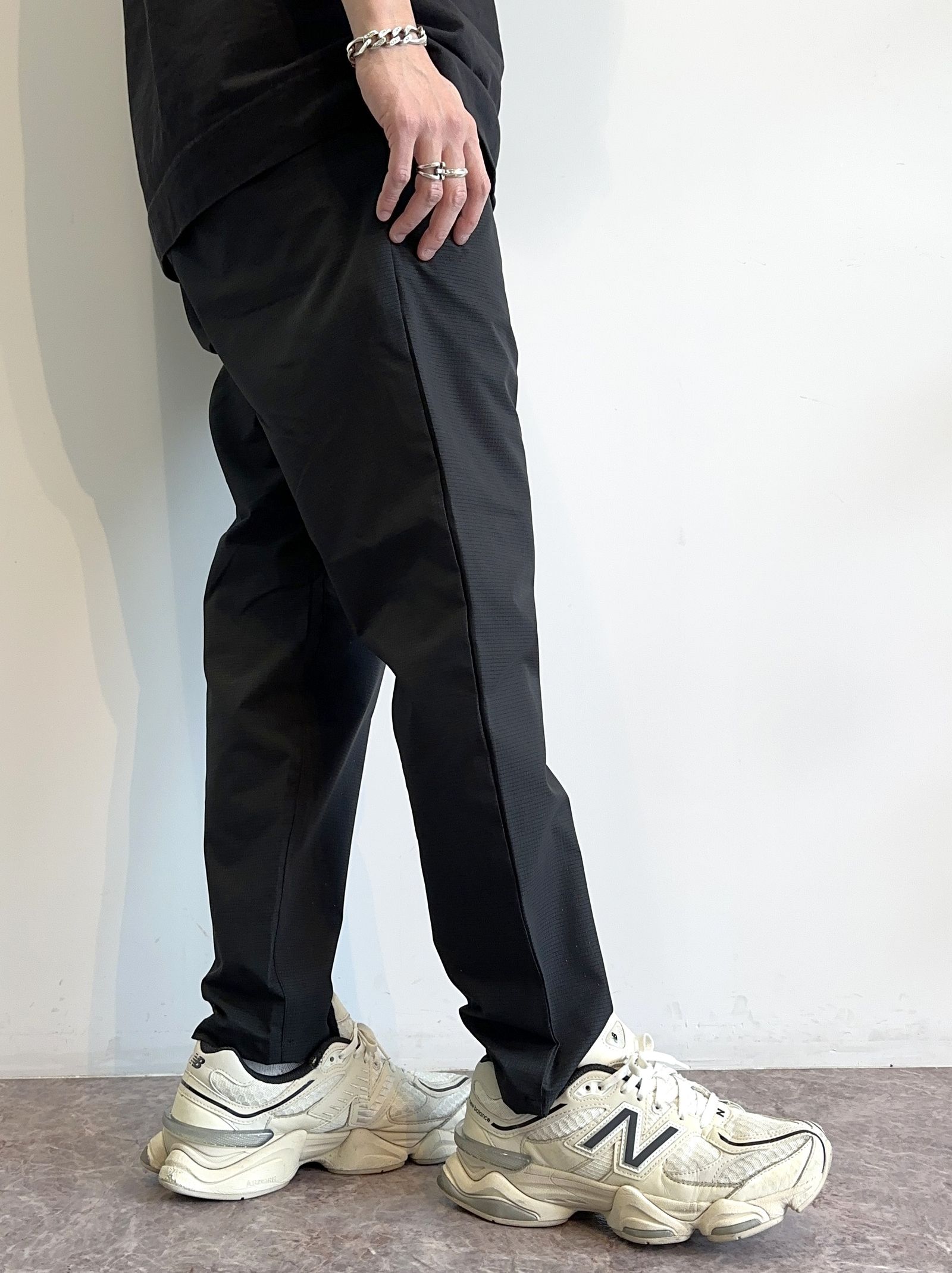 PAT WIDE EASY PANTS / RC32-ST-036 / ベルト付きテーパードワイドパンツ / ブラック