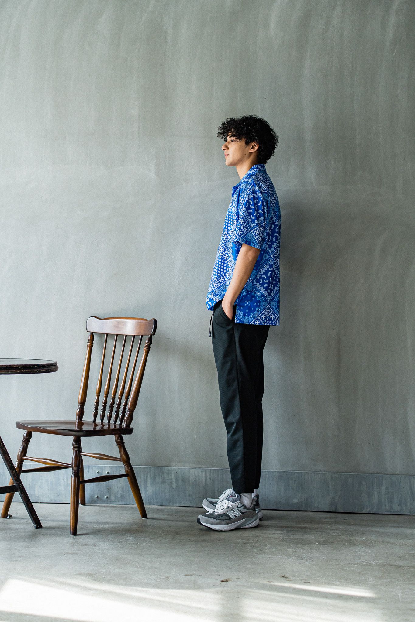 PAT WIDE EASY PANTS / RC32-ST-036 / ベルト付きテーパードワイドパンツ / ブラック